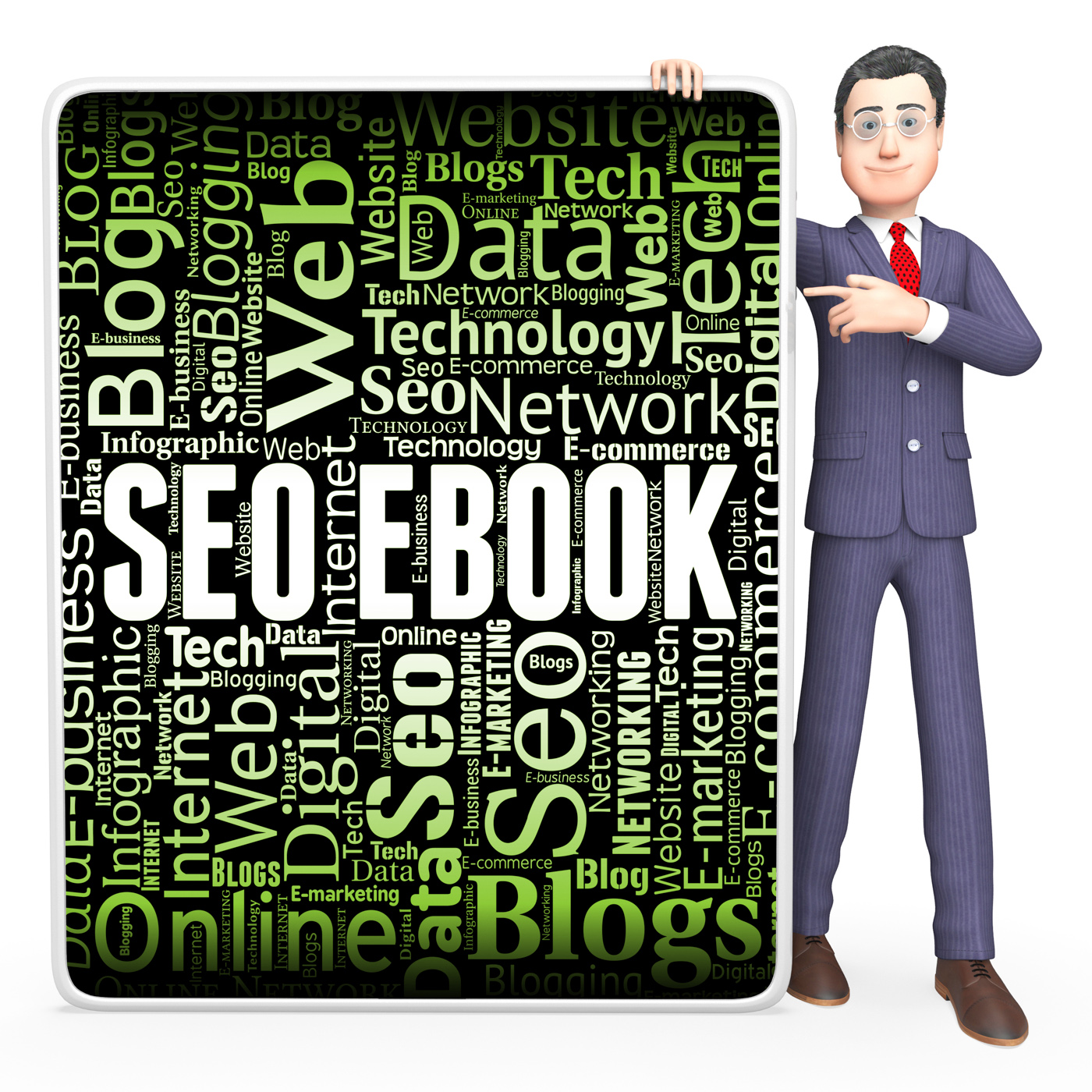 Seo ebook indicates search engines and books photo