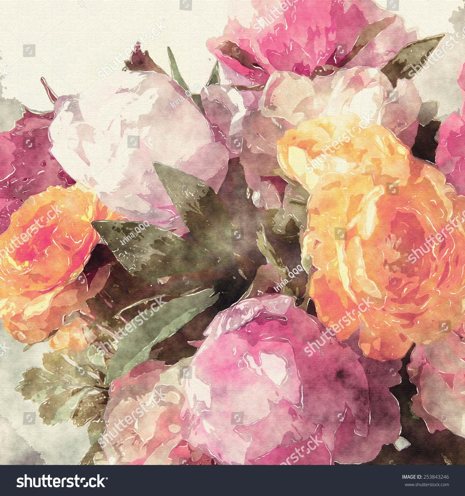 Art Grunge Floral Warm Sepia Vintage Stock Illustration 253843246 ...
