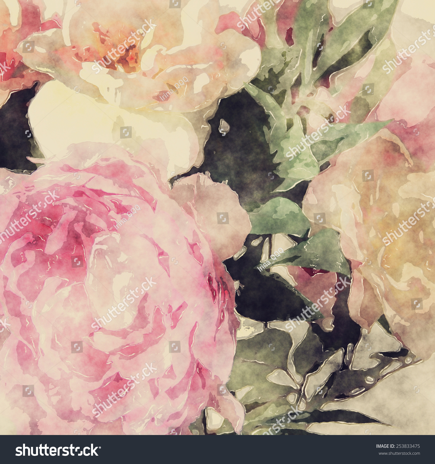 Art Grunge Floral Warm Sepia Vintage Stock Illustration 253833475 ...