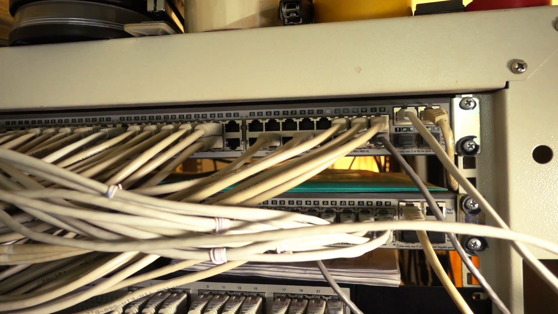 Network server with cables and lights Stock Video Footage - VideoBlocks
