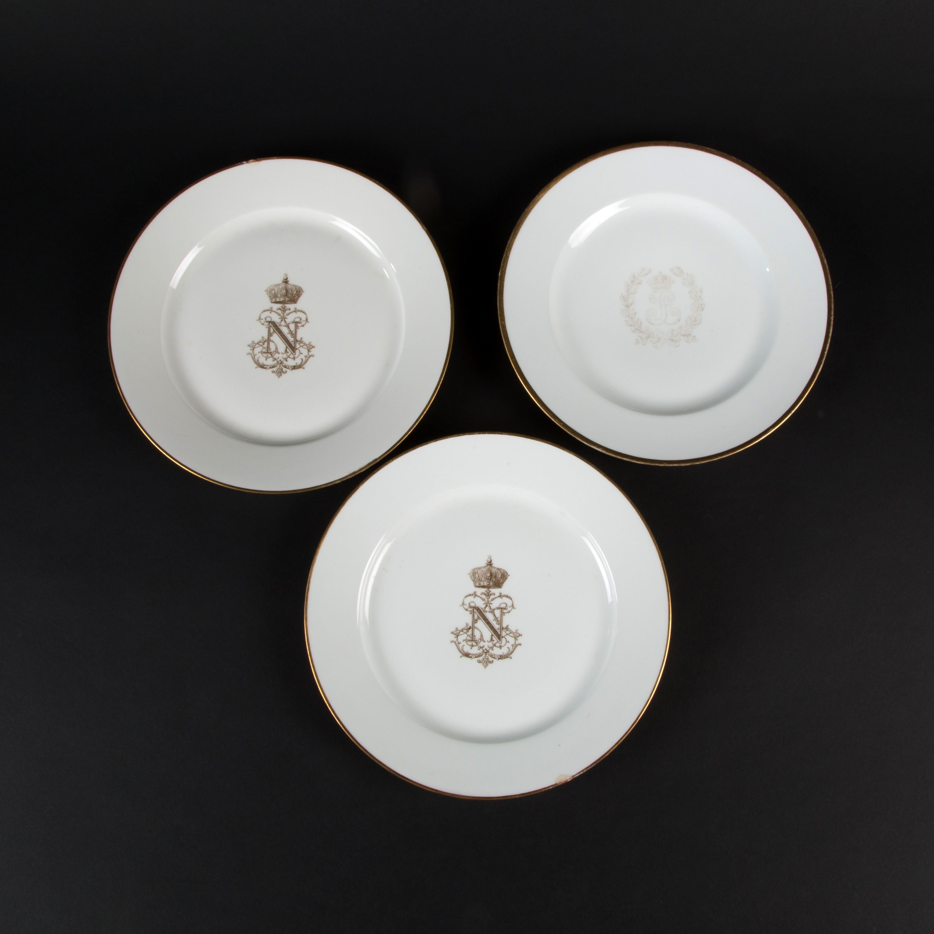 Sèvres. Two porcelain service plates from Emperor Napoleon III's ...
