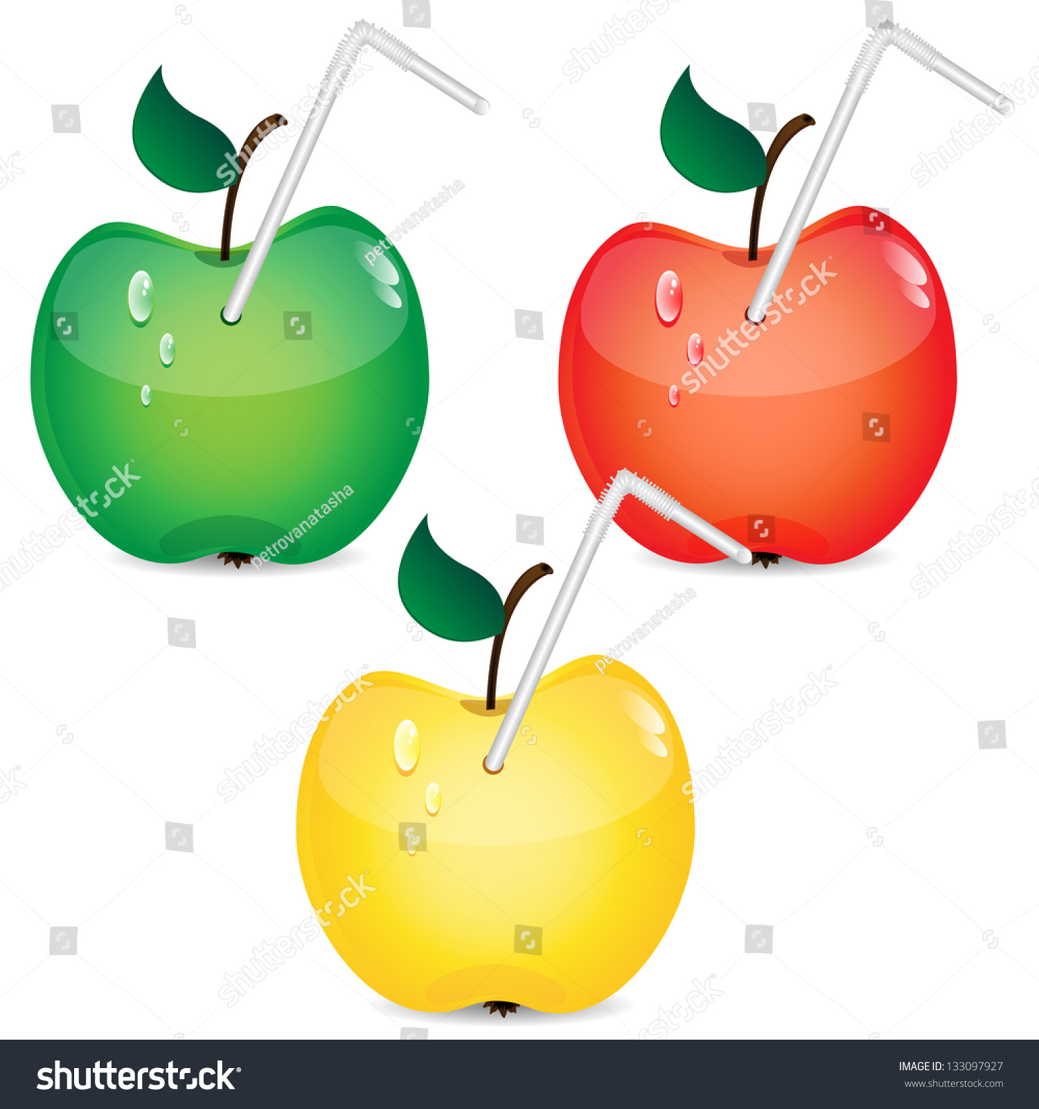 Set Apples Tubes Cocktail Stock Vector (2018) 133097927 - Shutterstock