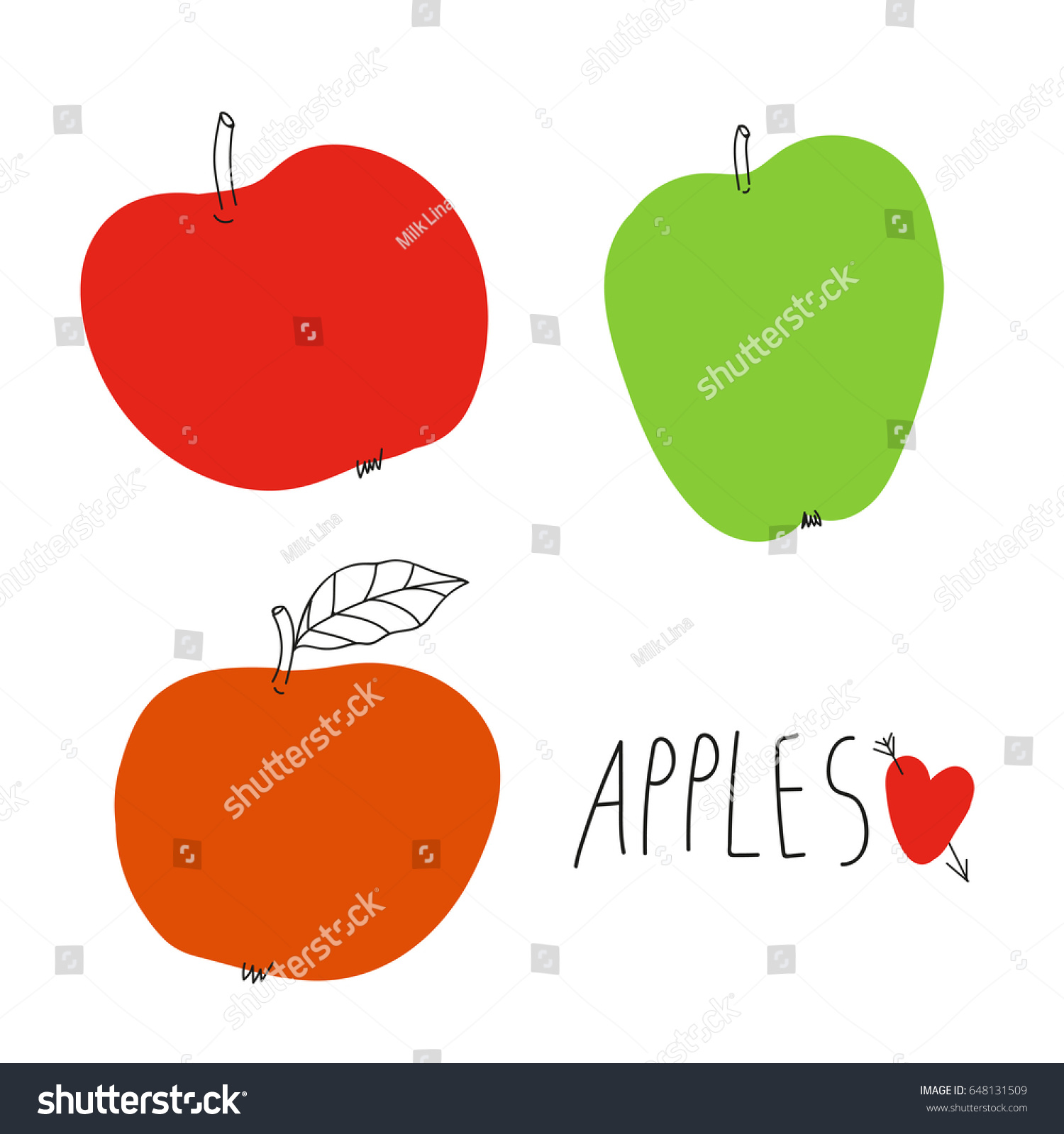 Set Apples Abstract Vector Illustration Stock Vector 648131509 ...