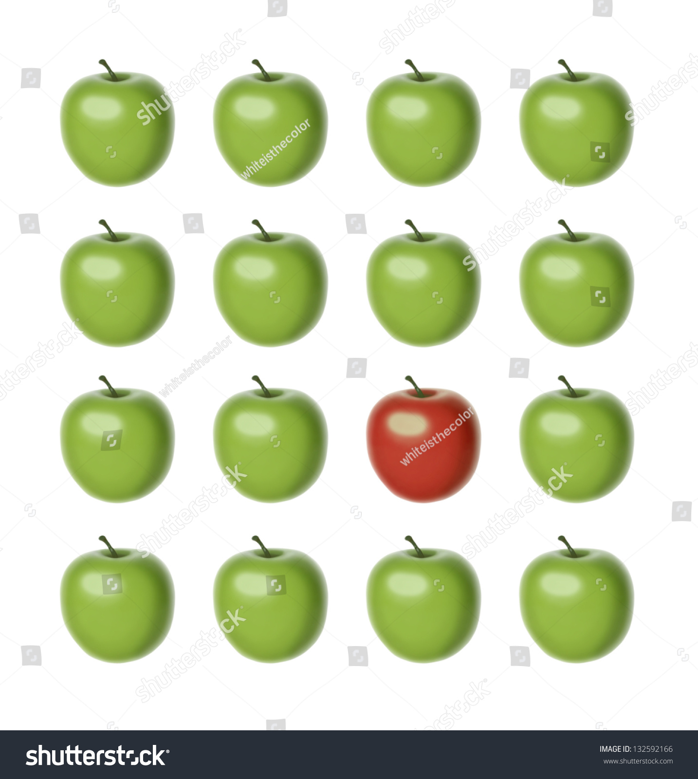 Set 16 Apples Same Shape Size Stock Illustration 132592166 ...
