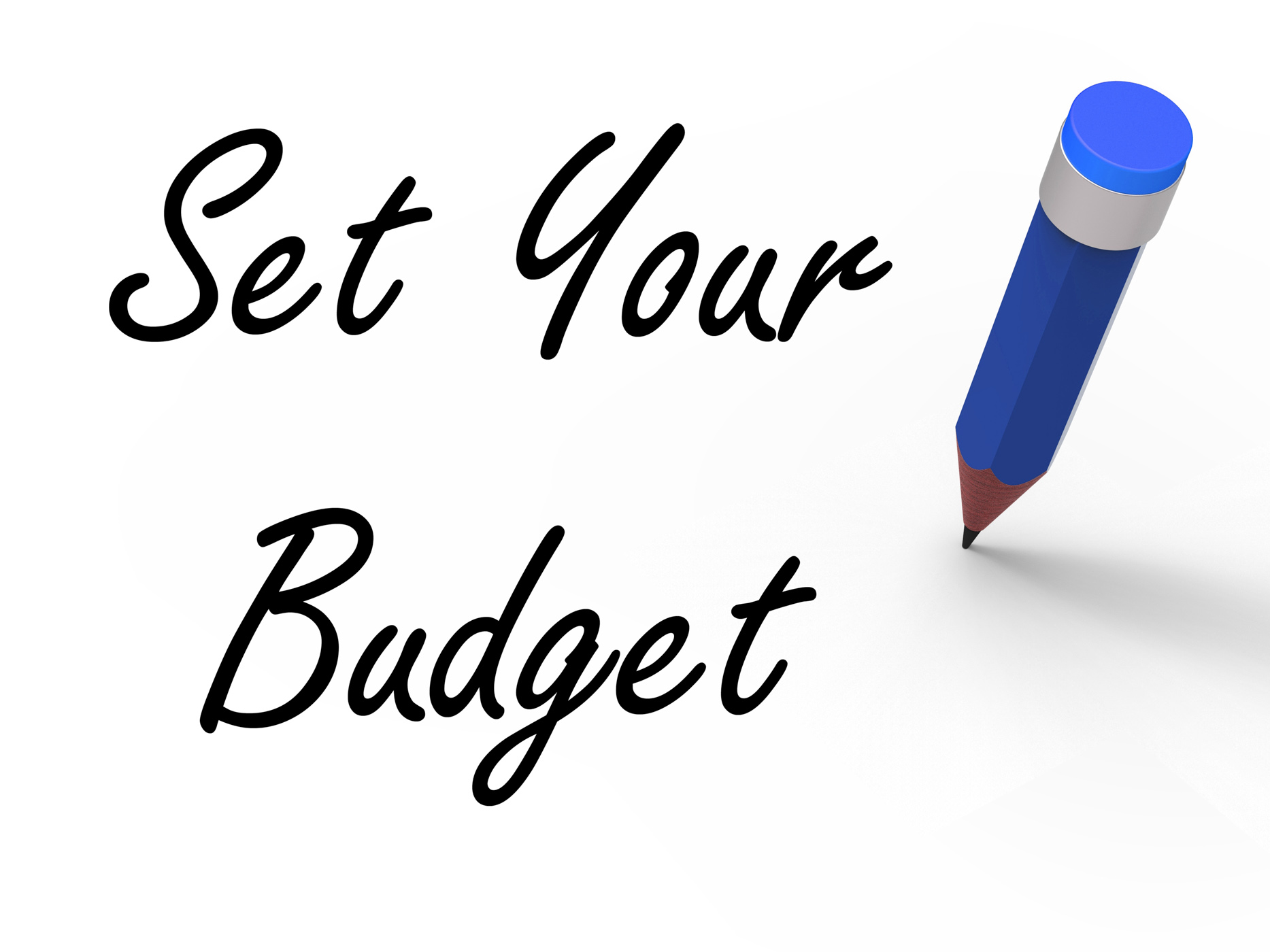 Set your budget with pencil means writing financial goals photo