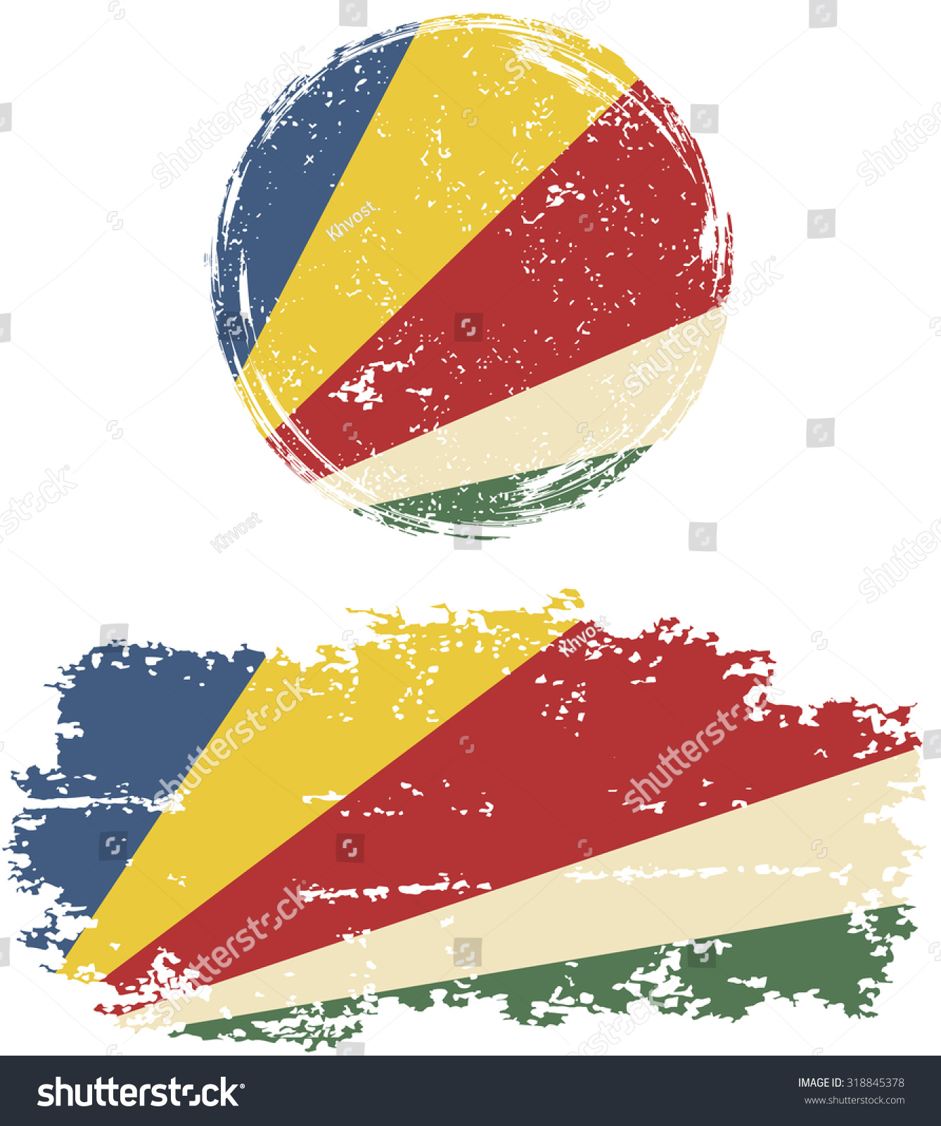 Seychelles Round Square Grunge Flags Vector Stock Vector 318845378 ...