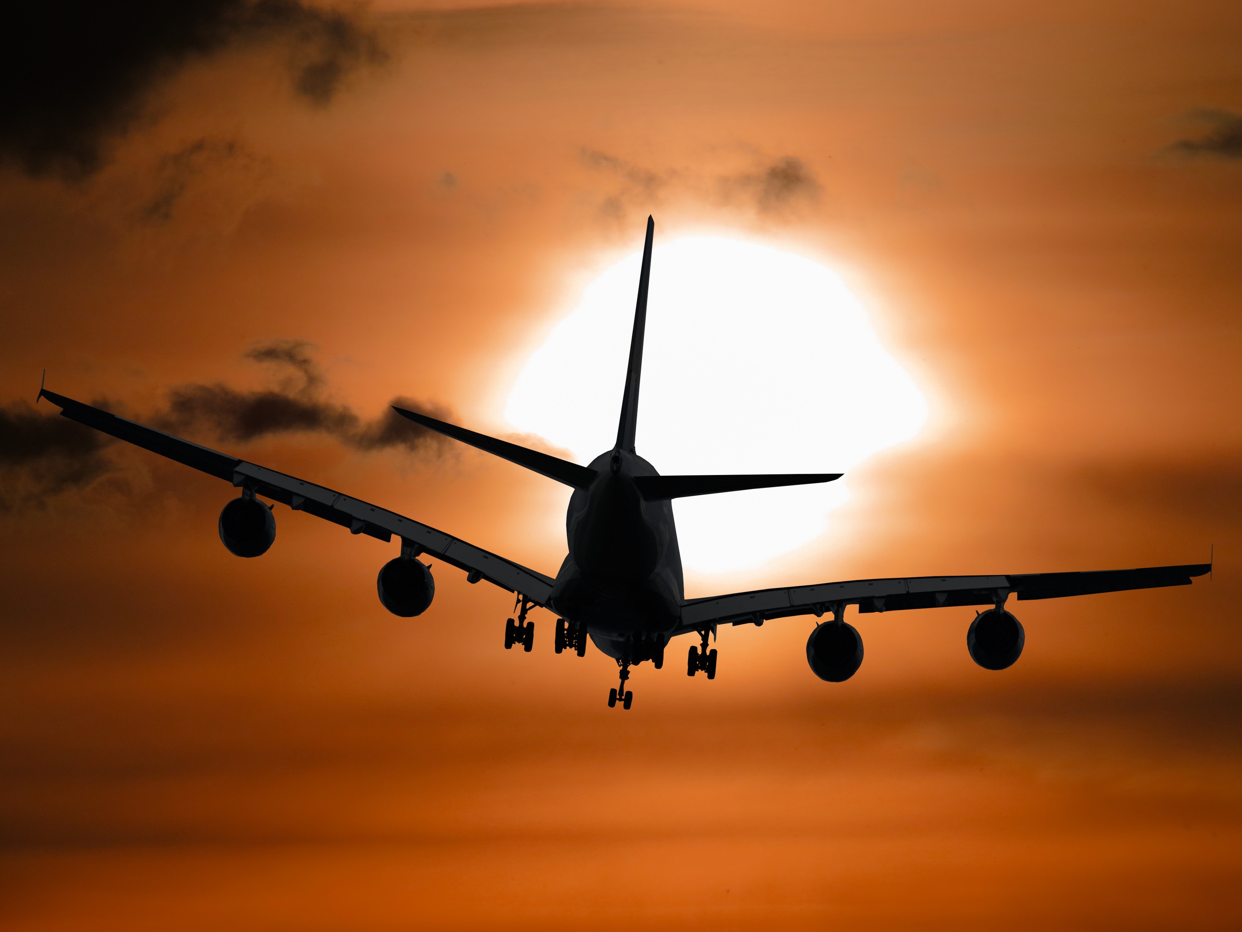 Shadow Image of a Plane Flying during Sunset, Aeroplane, Aircraft, Airplane, Aviation, HQ Photo