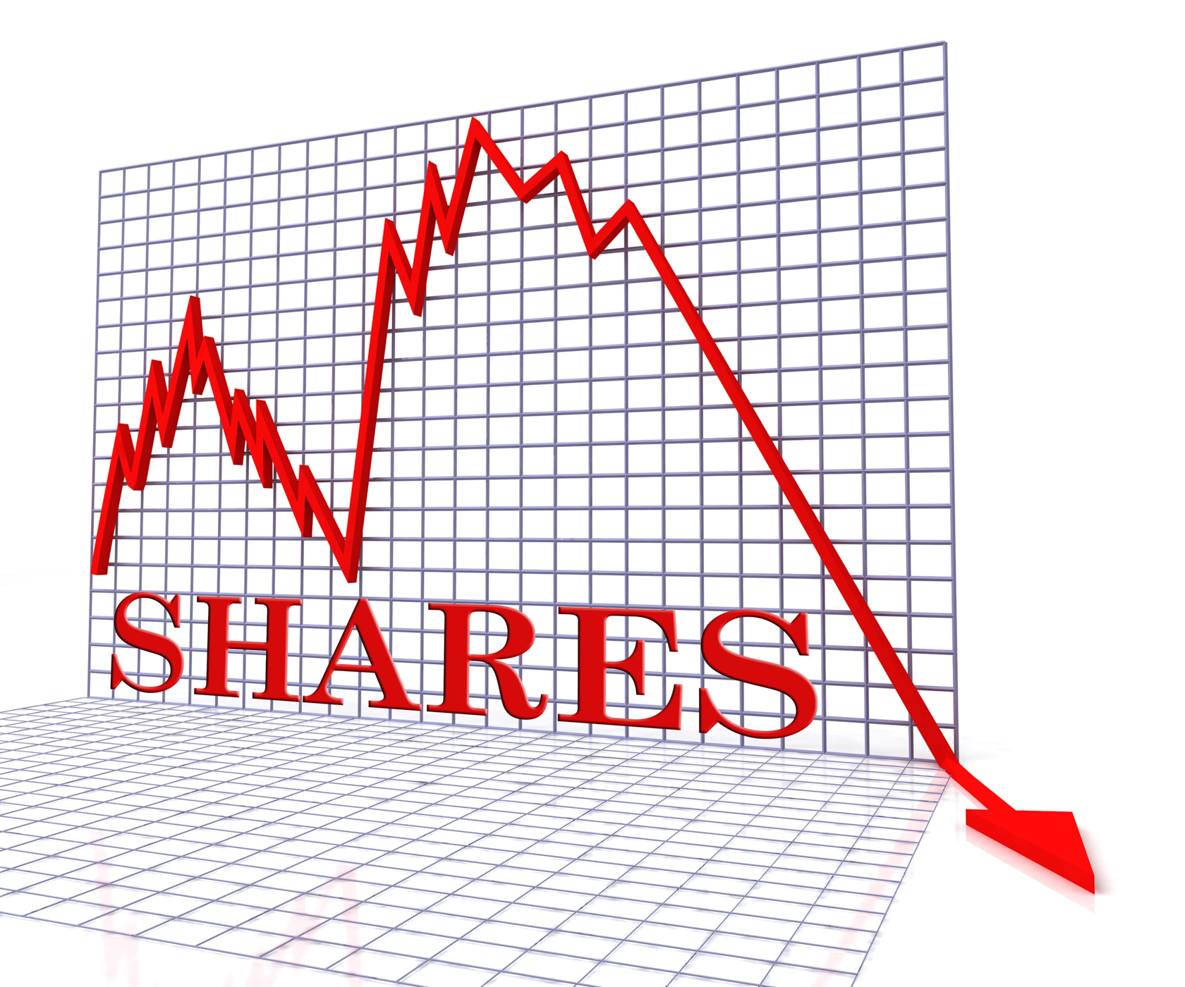 Shares graph negative represents exchange funds 3d rendering photo
