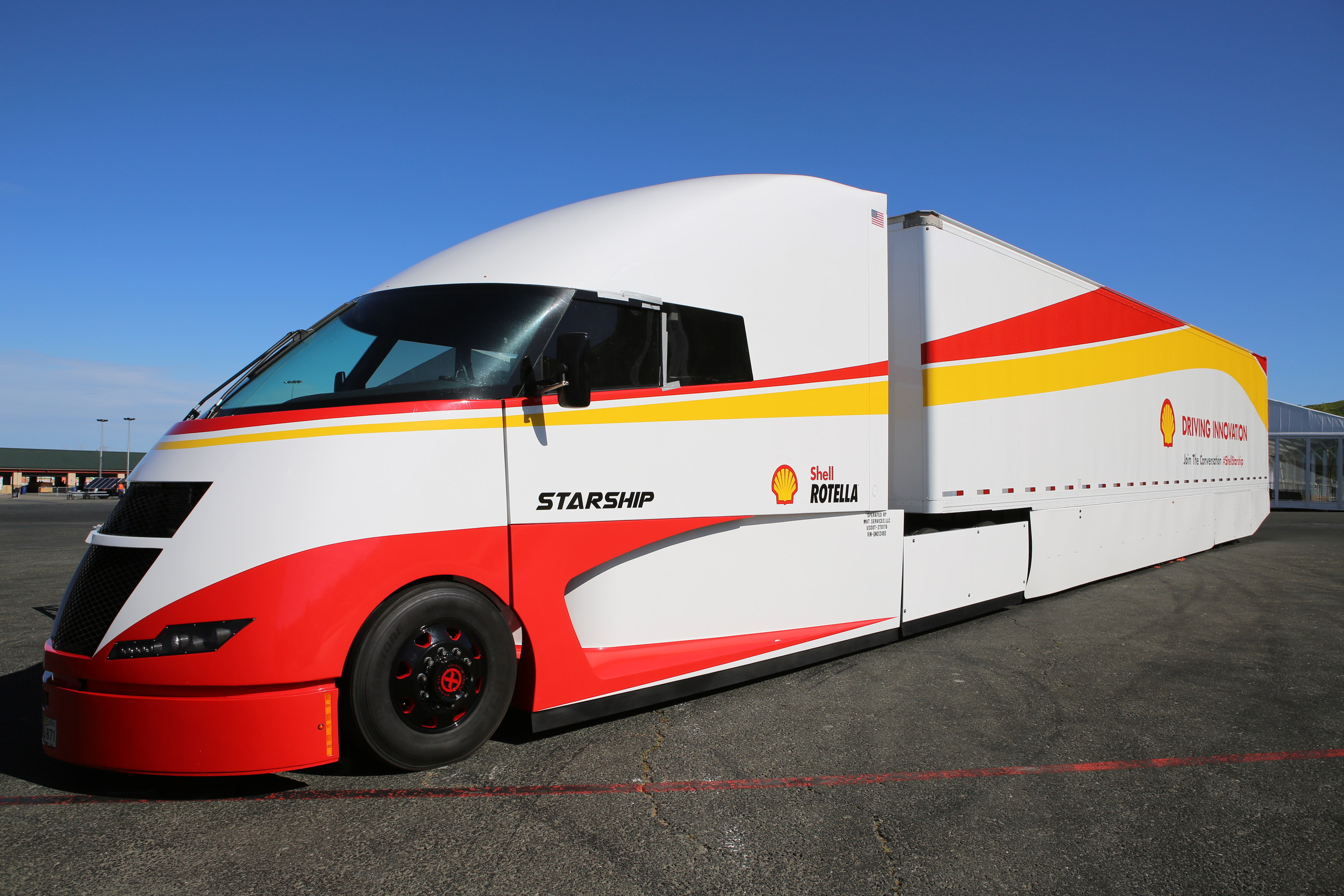Futuristic Shell Starship truck prepares to take off across country ...