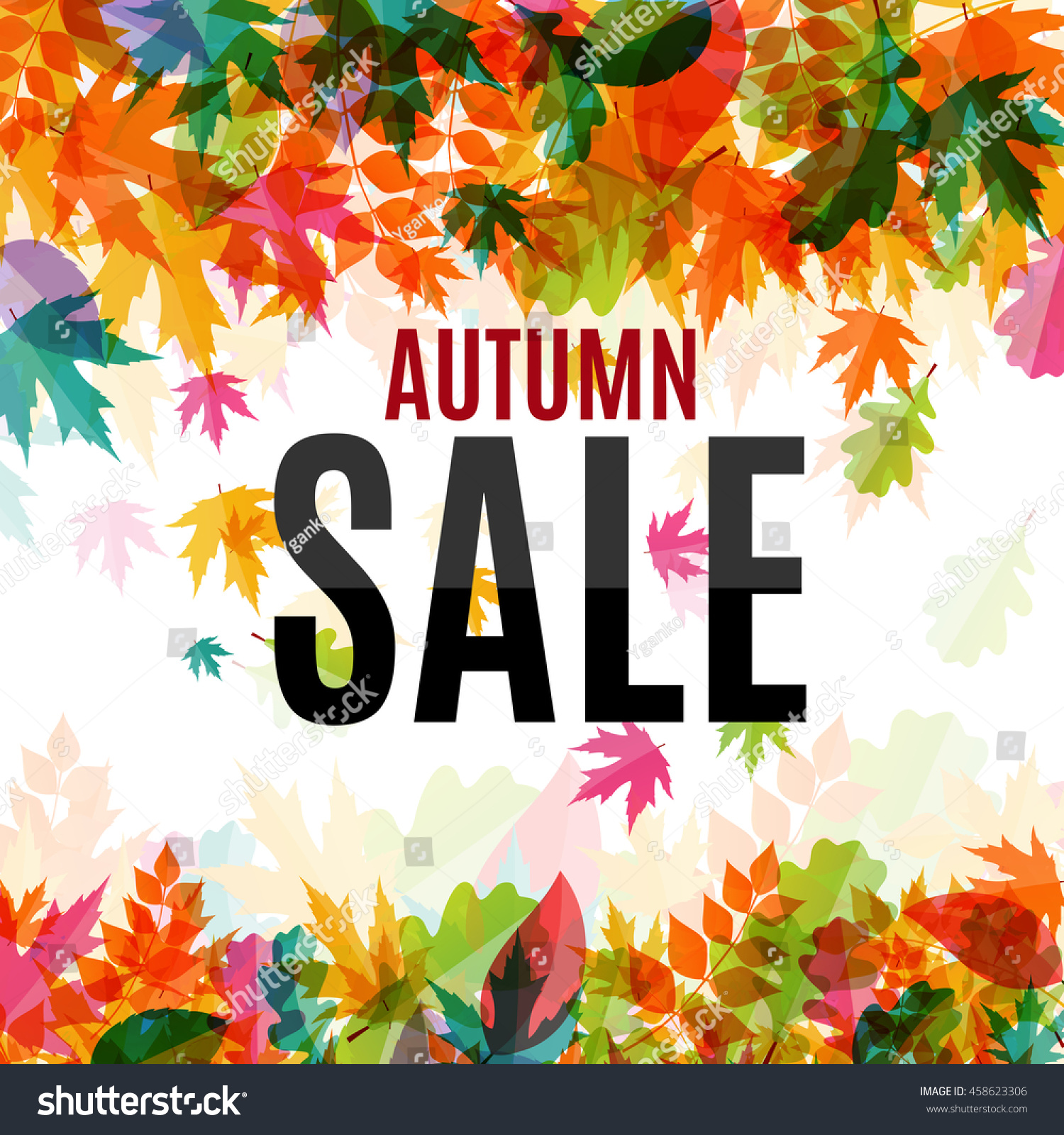 Shiny Autumn Leaves Sale Background Vector Stock Vector 458623306 ...