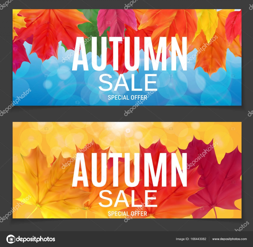 Shiny Autumn Leaves Sale Banner. Business Discount Card. Vector ...
