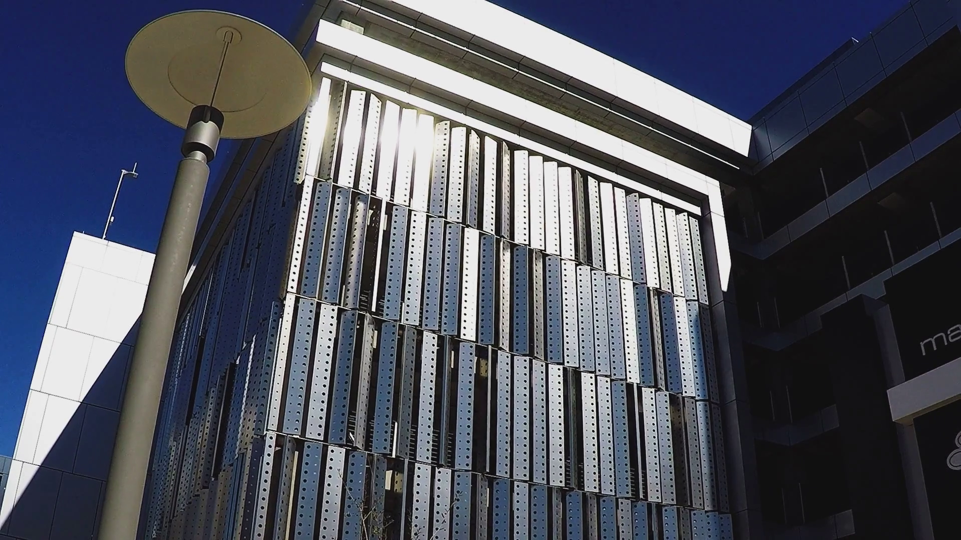 Low Angle Building Wall Of Shiny Plates Of Metal Tempe Arizona Stock ...