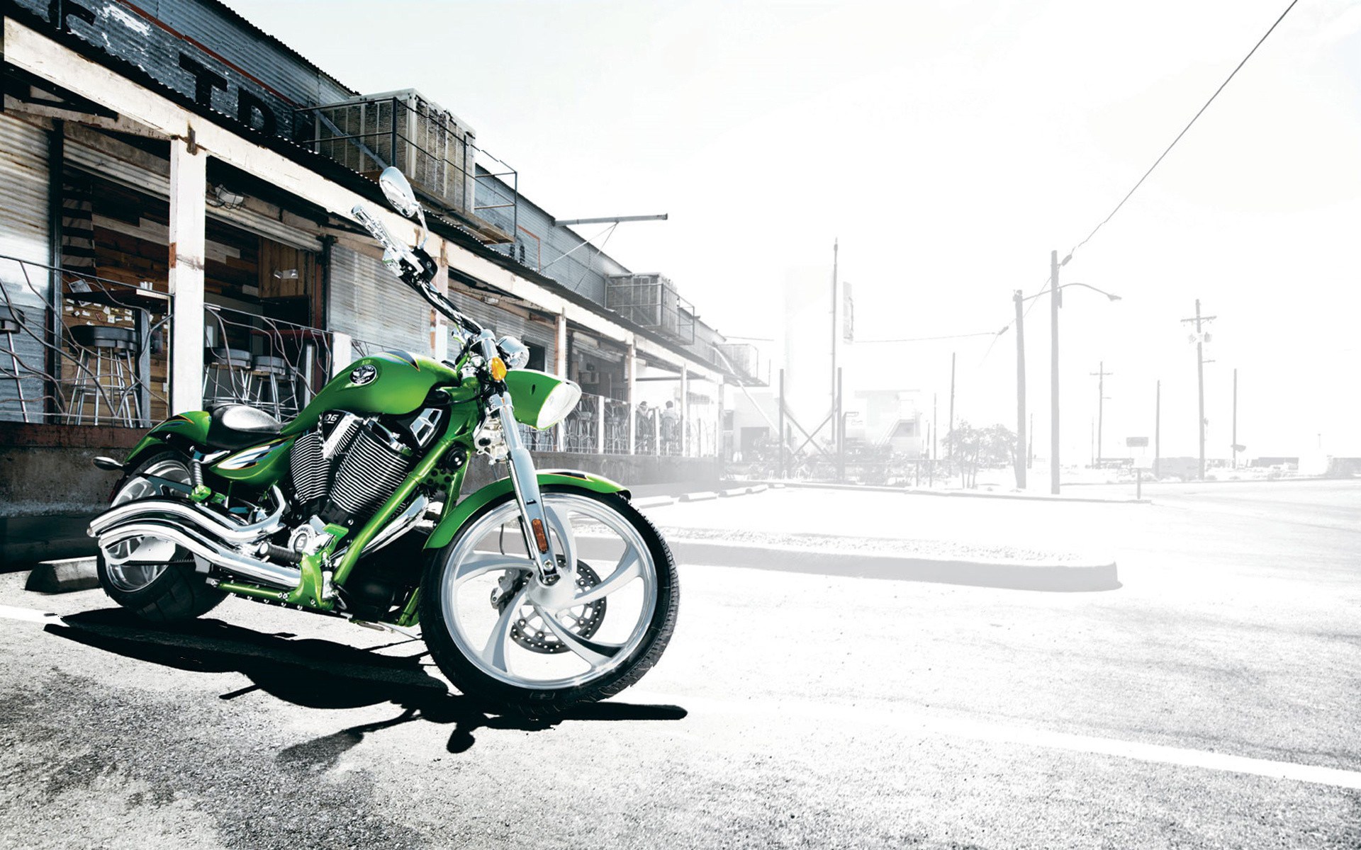 Shiny Green Custom Motorcycle – Wallpaperfool