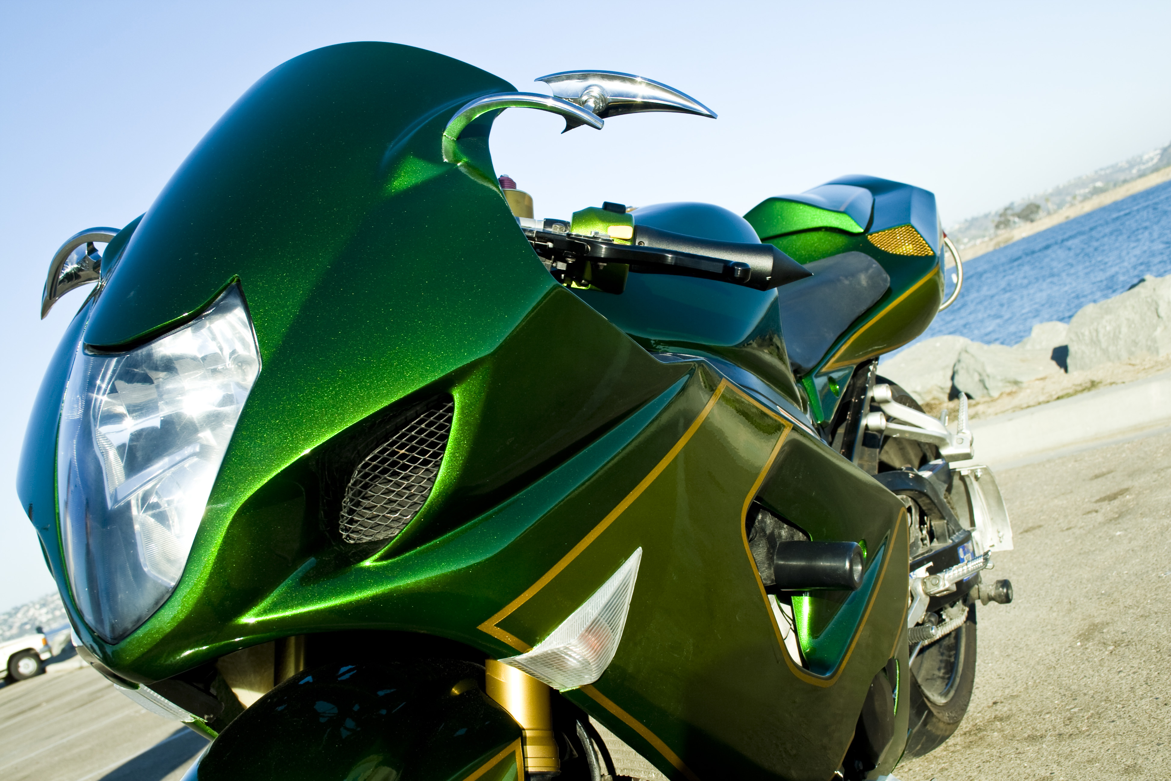 Shiny green motorcycle photo