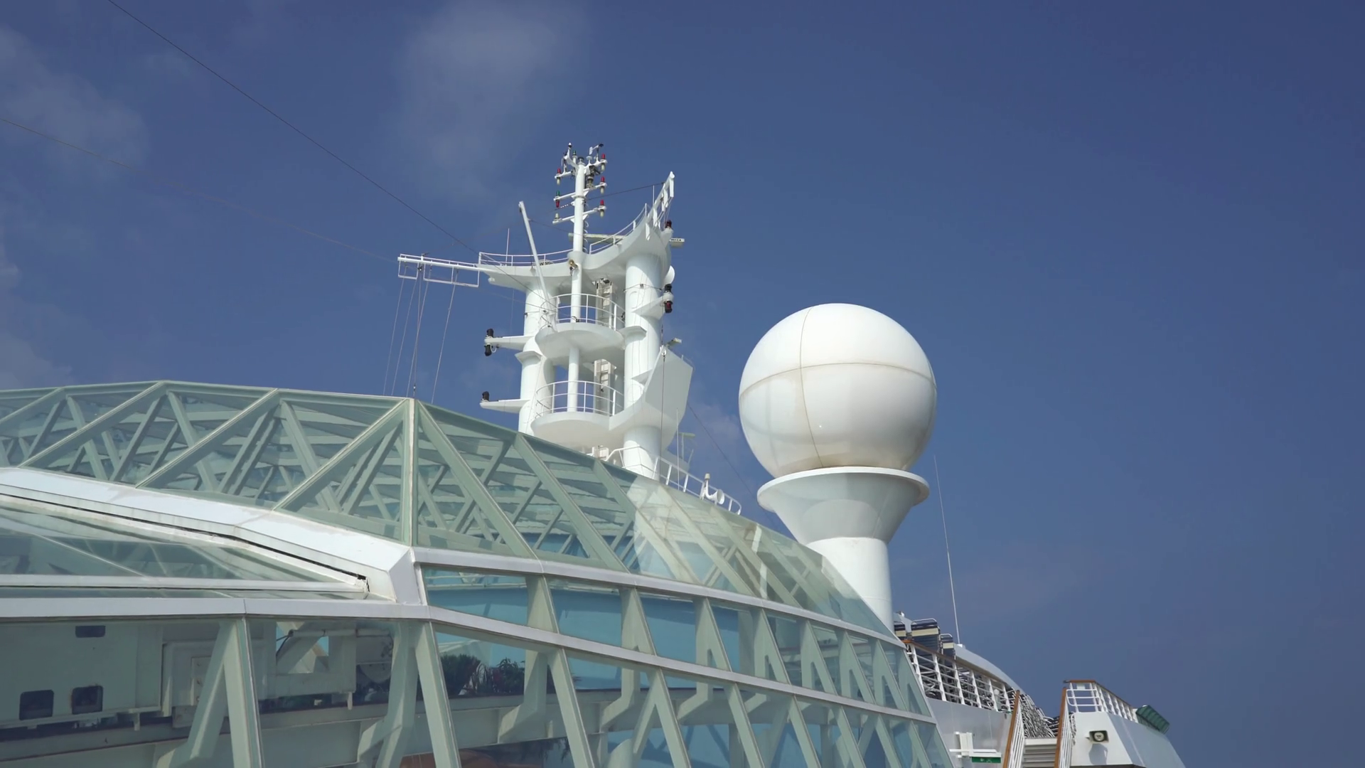 Radar antenna and control tower on a cruise ship Stock Video Footage ...