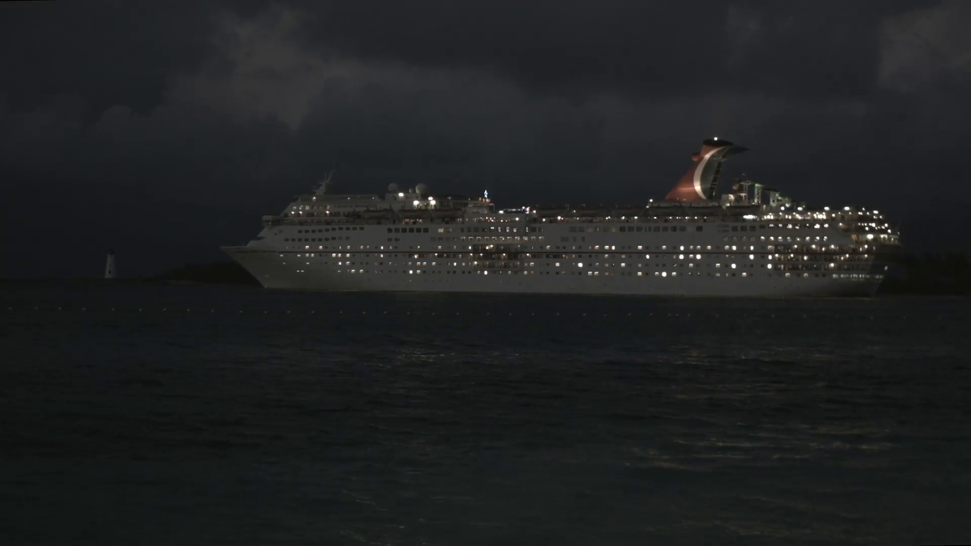 Cruise ship sails away from Nassau Bahamas at night Stock Video ...