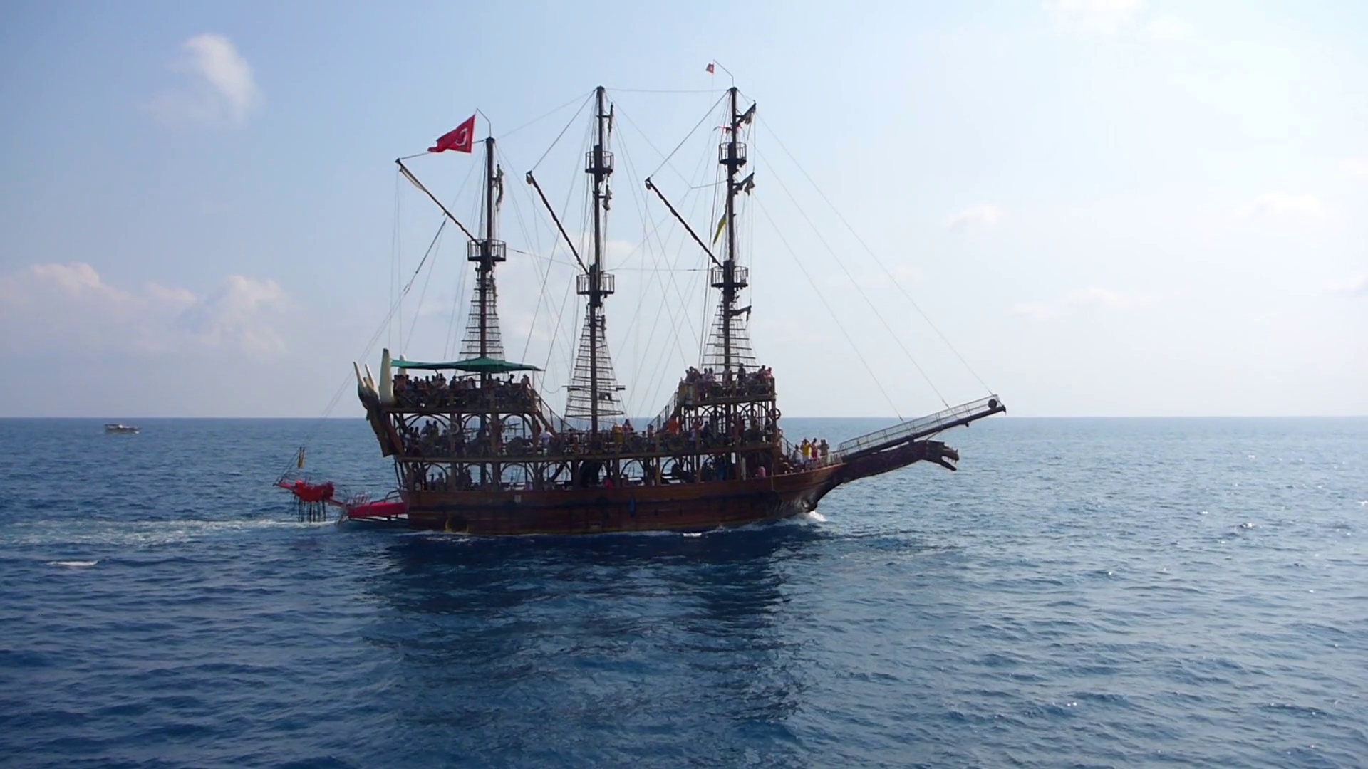 ancient pirate ship sailing on the sea Stock Video Footage - Videoblocks