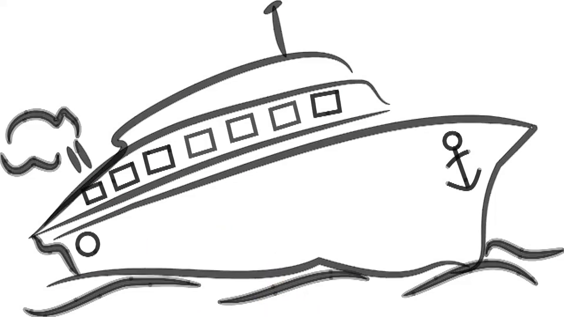 Man sketching ship / speed boat on whiteboard background. Animated ...