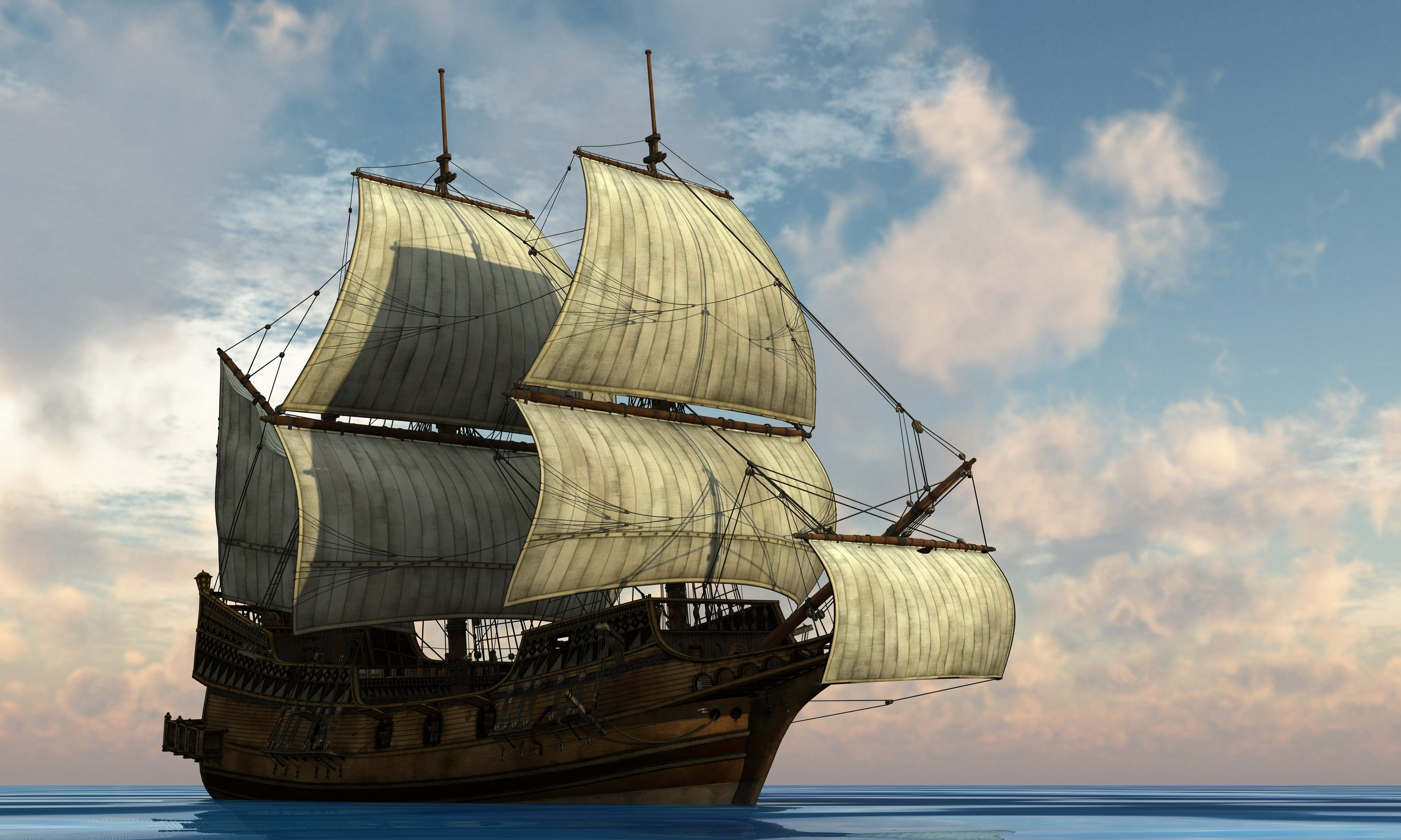 Photos 3D Graphics Ships Sailing 5616x3368