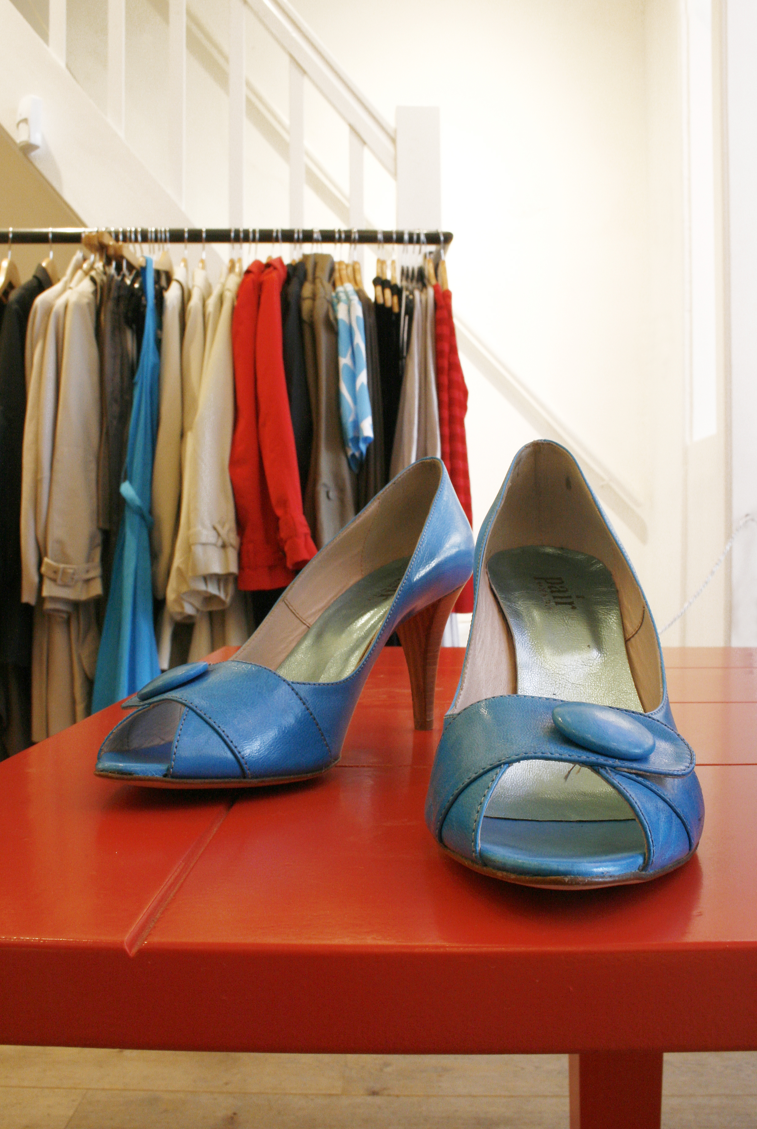 Shoe display in shop, Blue, Clothes, Clothing, Display, HQ Photo