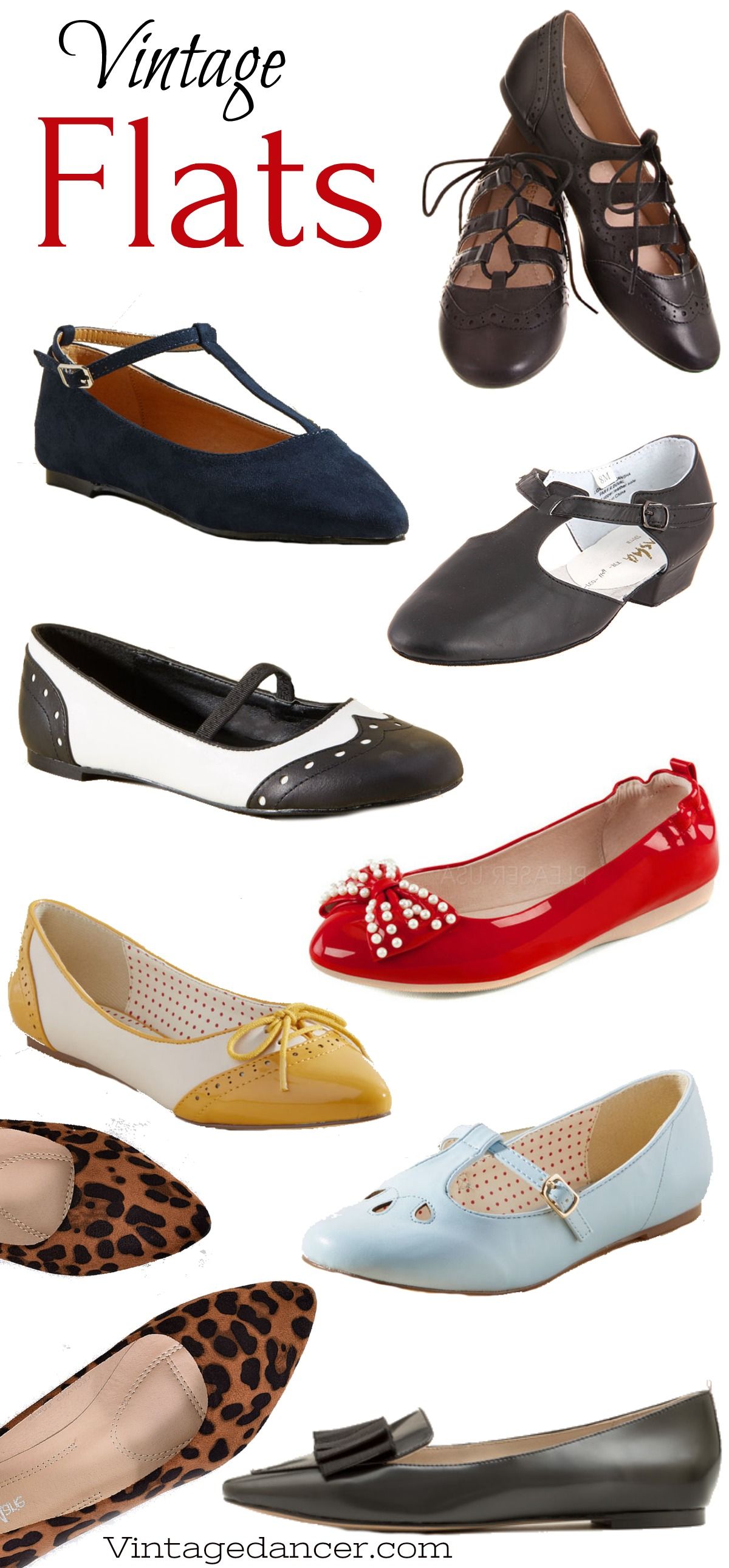 Retro Flat Shoes - 1930s, 1940s, 1950s, 1960s Styles | Vintage ...