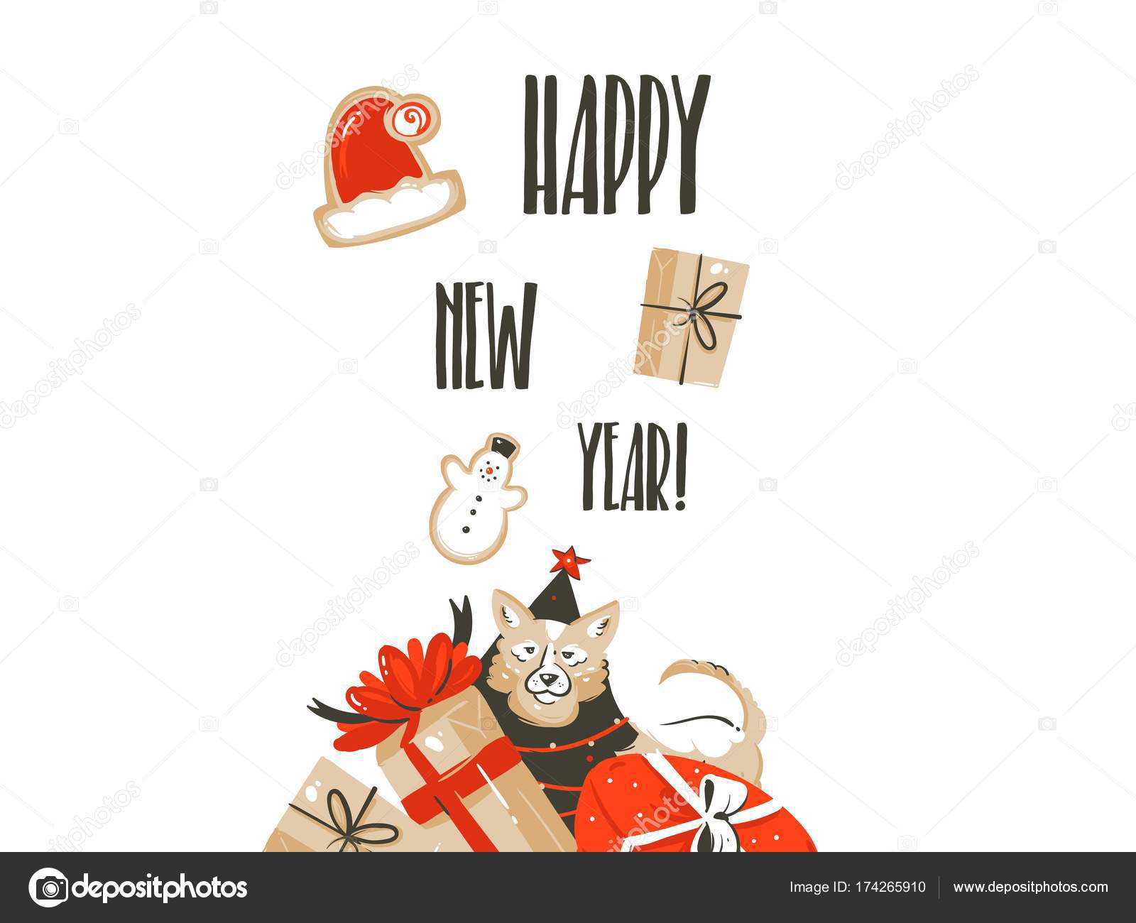 Hand drawn vector Merry Christmas shopping time cartoon graphic ...