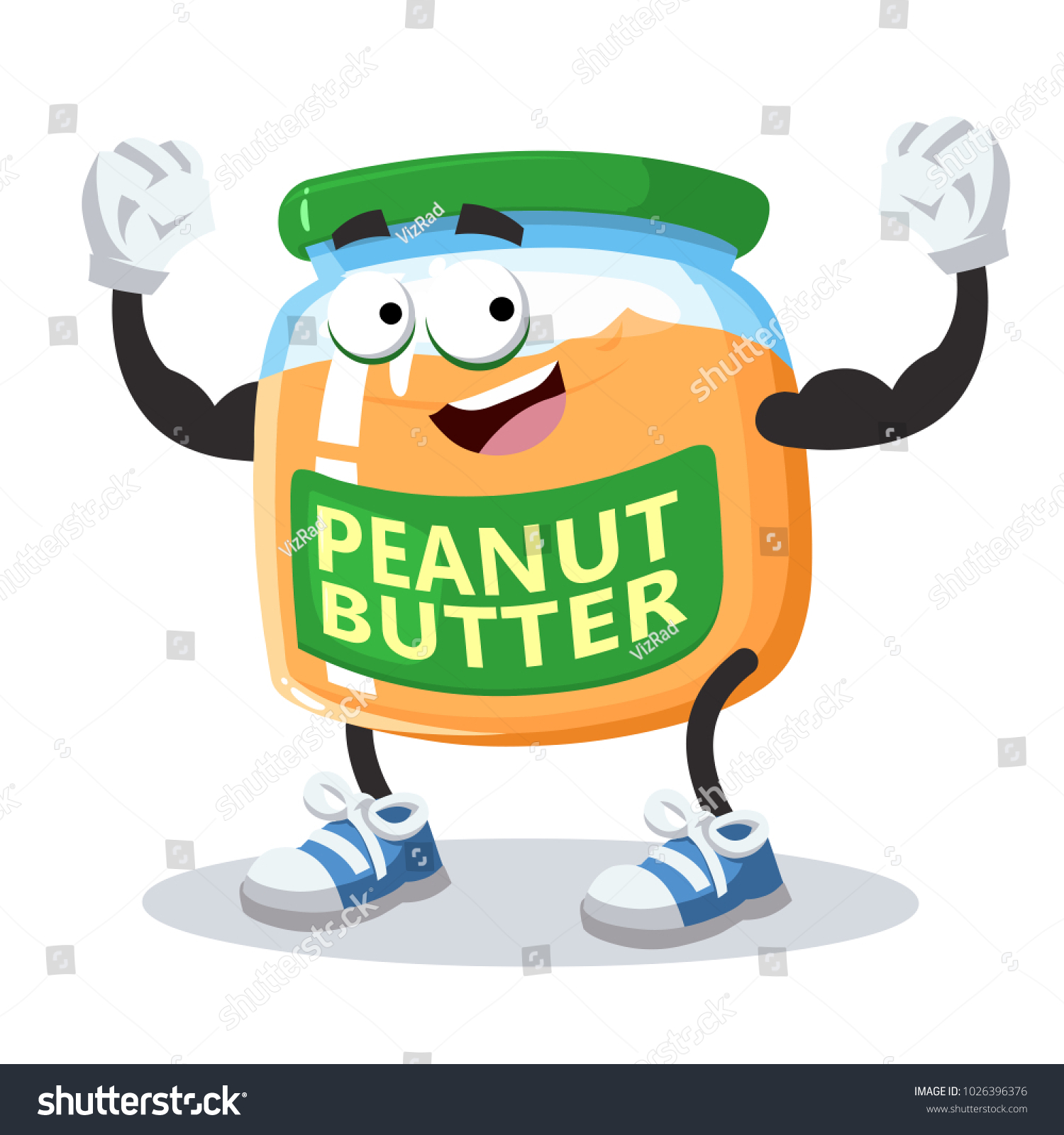 Cartoon Peanut Butter Mascot Shows Strength Stock Photo (Photo ...