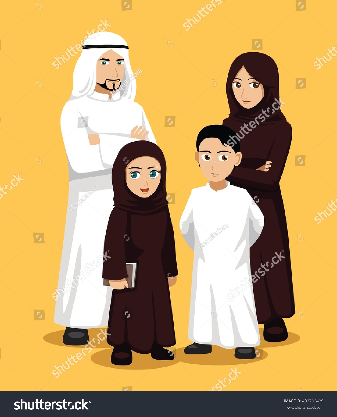 Manga Arab Family Cartoon Vector Illustration Stock Vector 403702429 ...