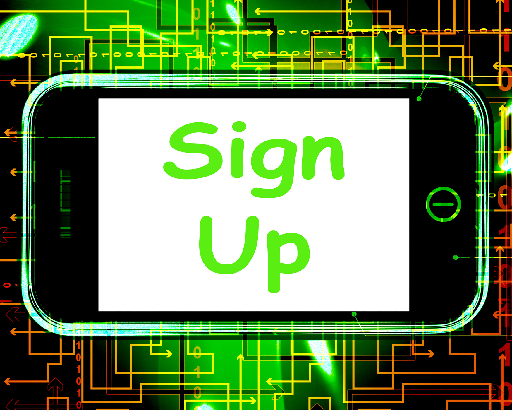 Sign up on phone shows join membership register photo