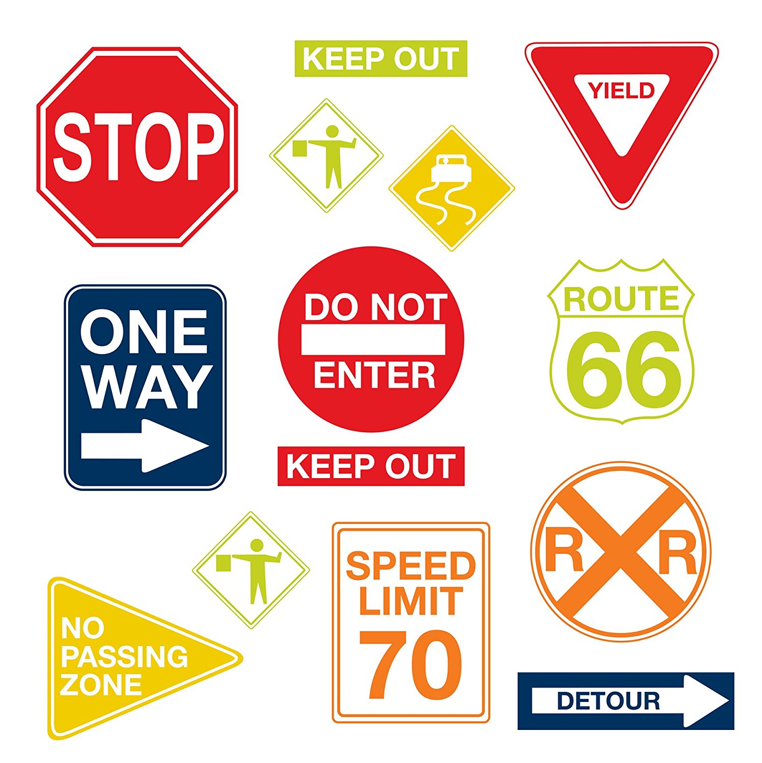 Wall Pops WPK0617 Road Signs Wall Decals, 17. 25-inch by 39-inch ...