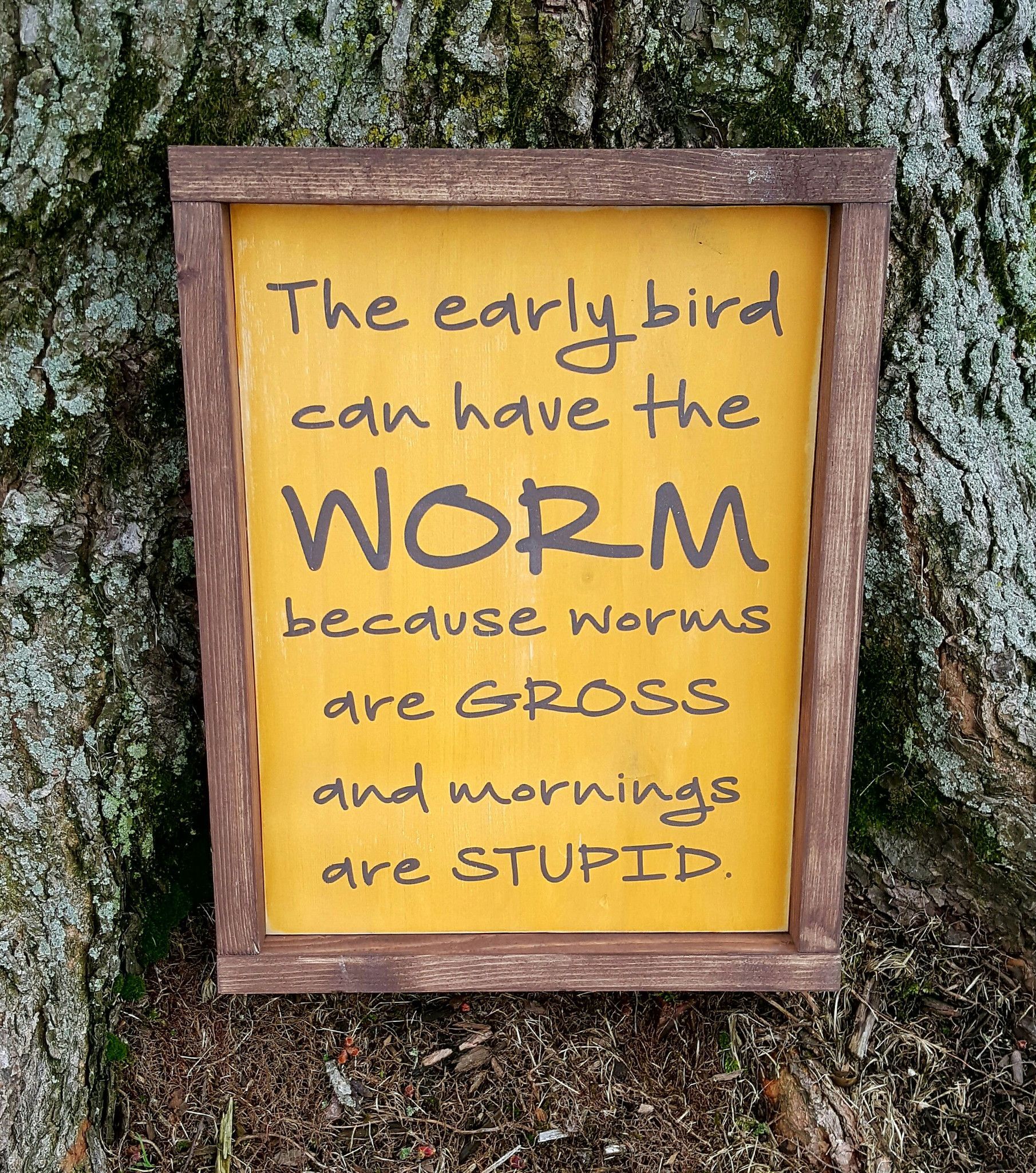 The Early Bird framed wood sign | Early bird, Wood signs and Bird