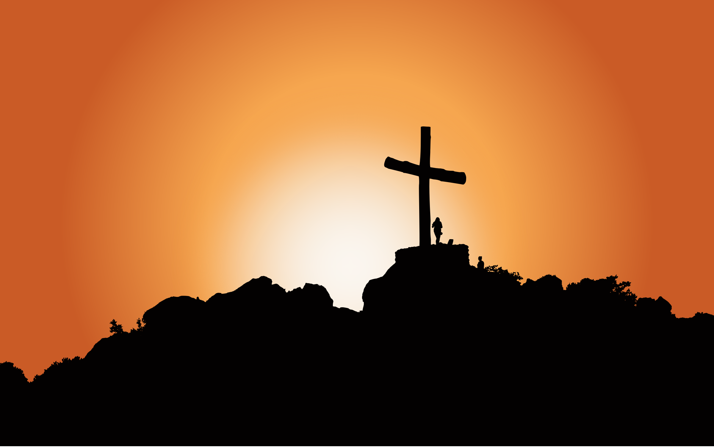 Cross On A Hill Silhouette Sunrise Icons PNG - Free PNG and Icons ...