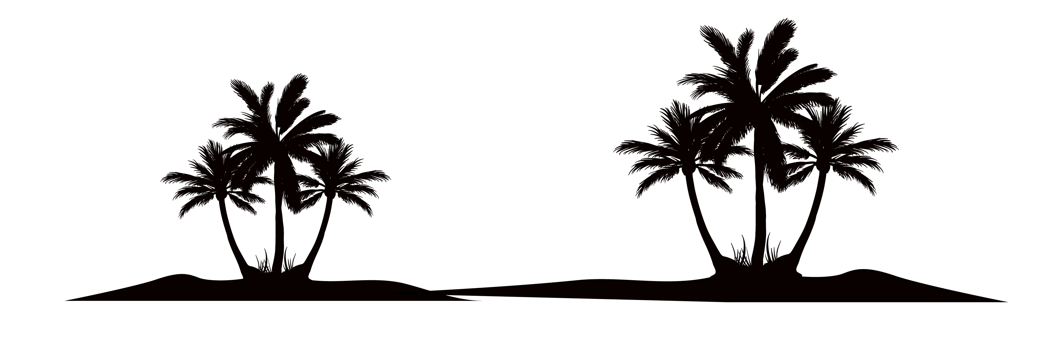 Silhouette Music Beach Download - Vector black beach coconut tree. 