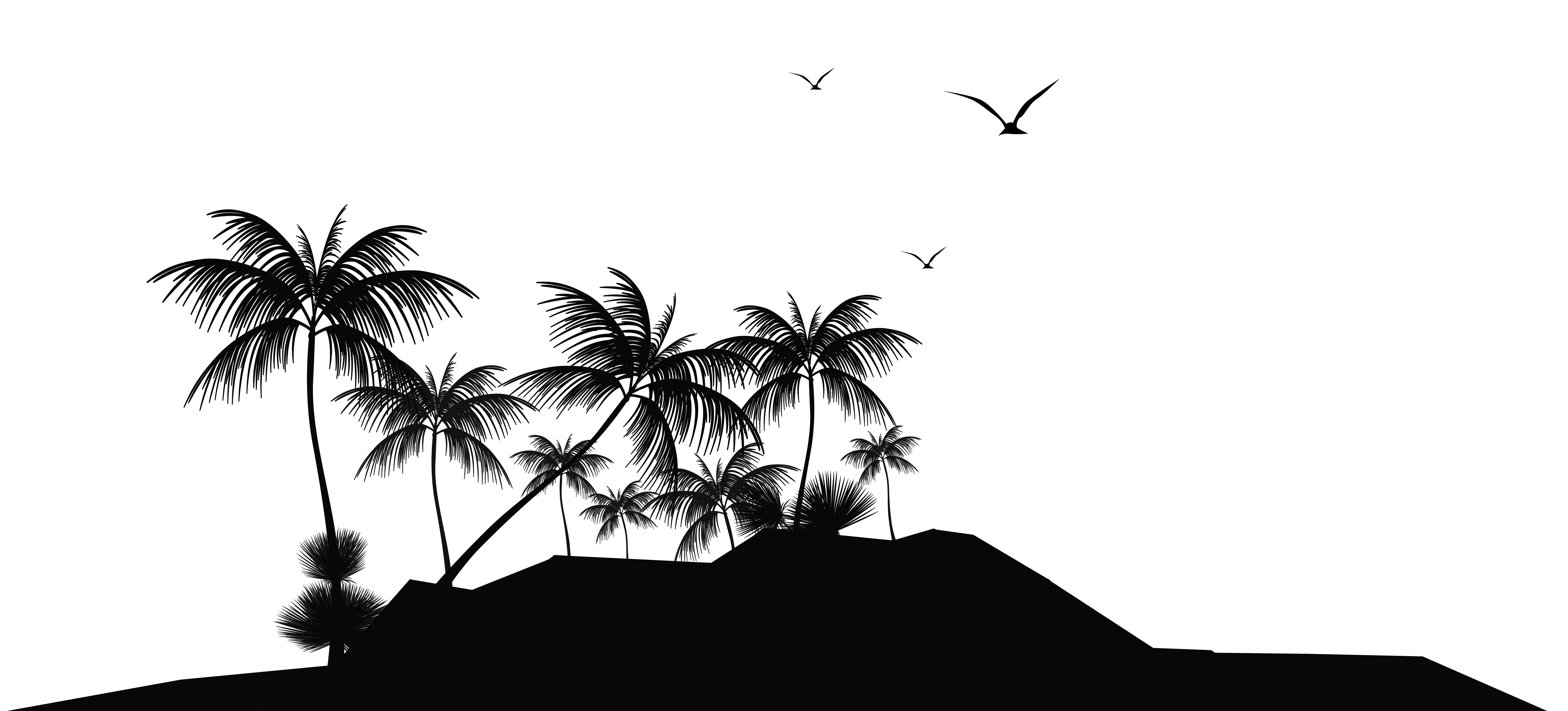 Tropical Island Silhouette PNG Clip Art - Best WEB Clipart