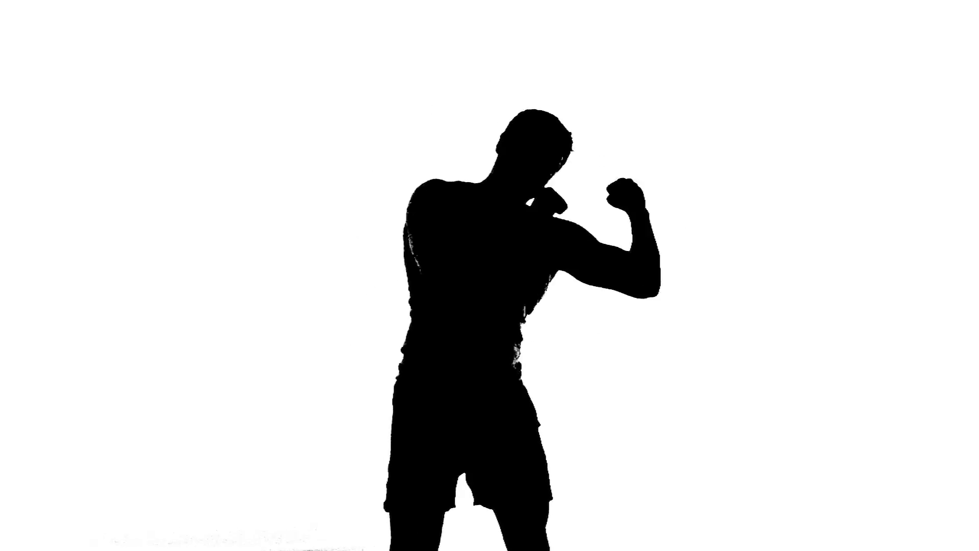 Silhouette of Man Boxing Bare Fisted - Boxer Fighter throwing ...
