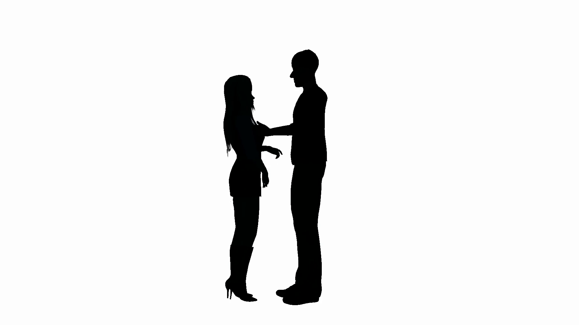Silhouette of a man and woman having an animated conversation Motion ...