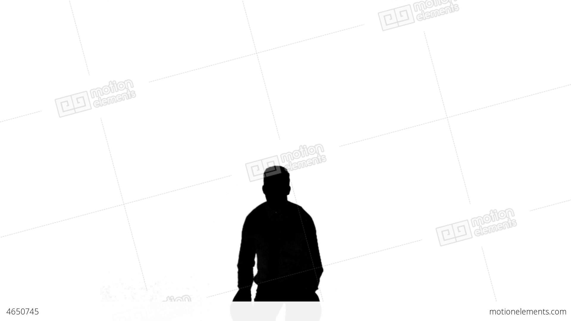 Silhouette Of Man Jumping And Boxing On White Back Stock video ...