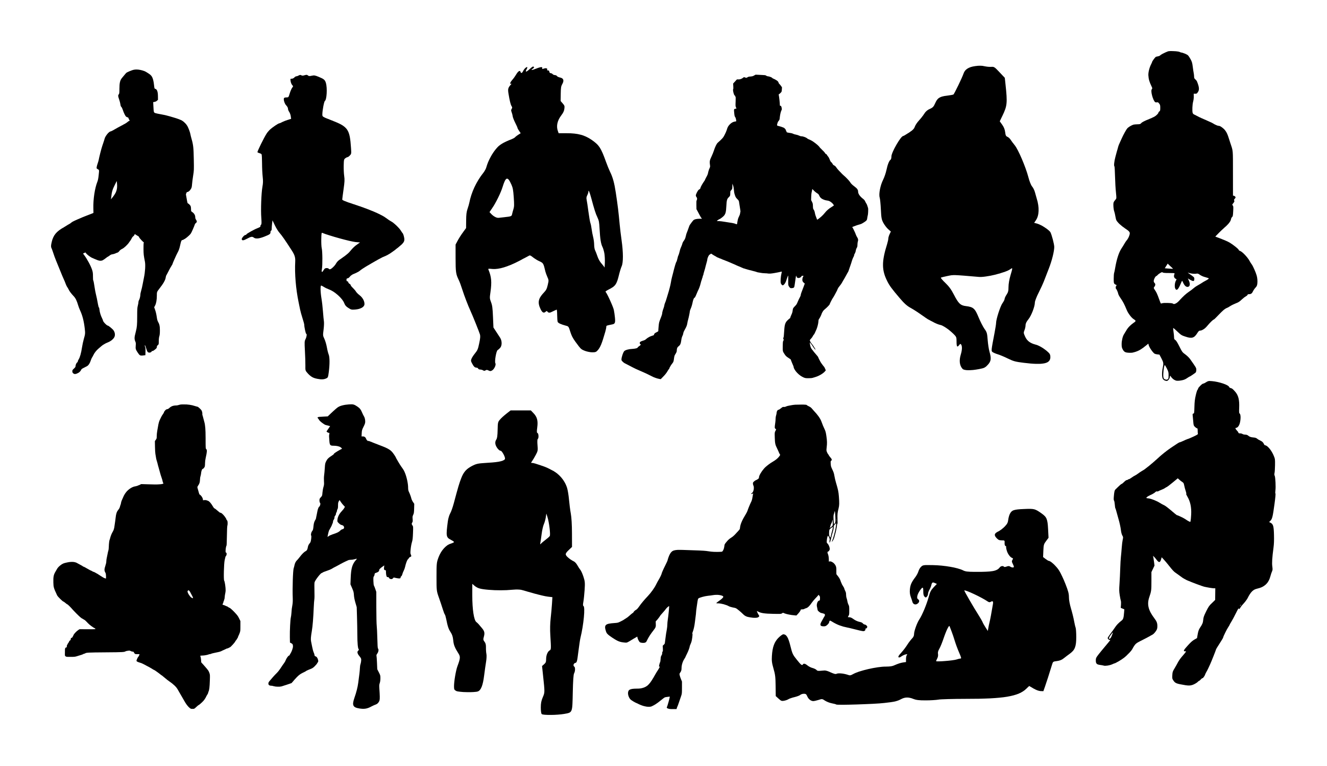 12 People Sitting Silhouette (PNG Transparent) | OnlyGFX.com