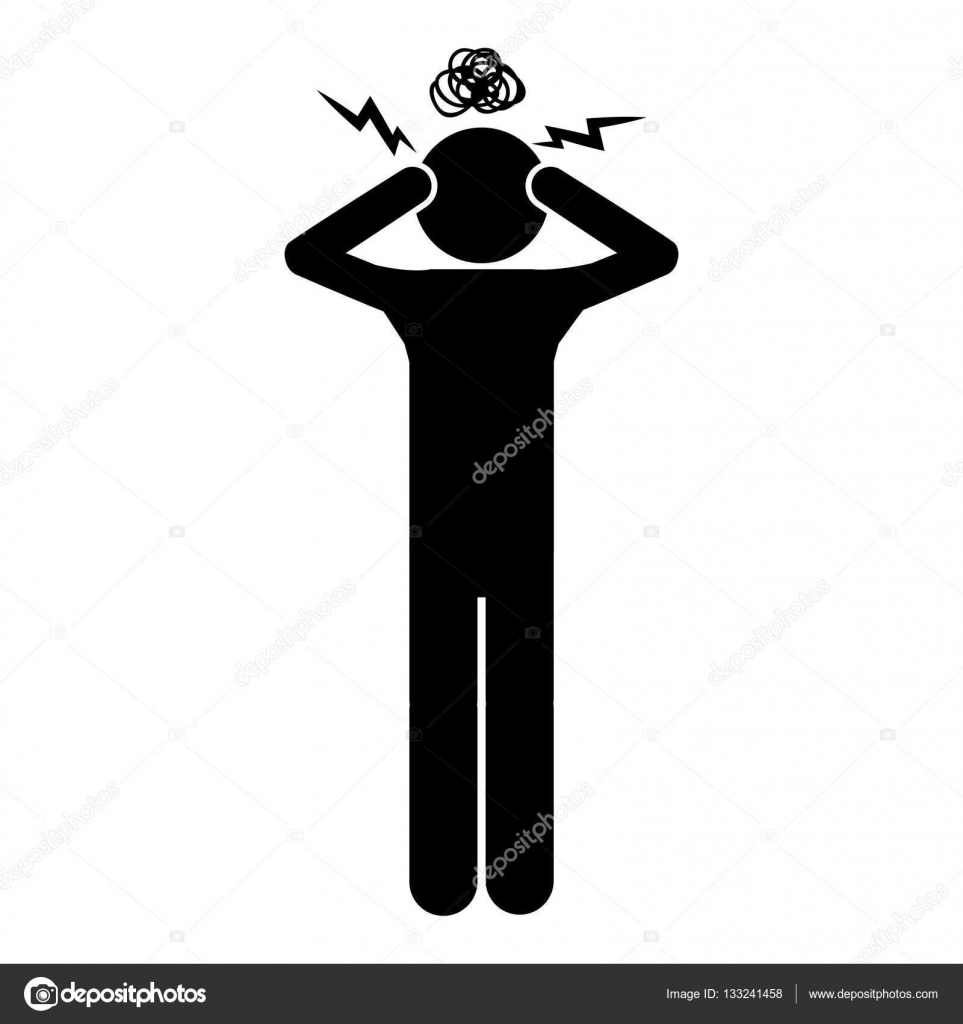 monochrome silhouette of person with headache — Stock Vector ...
