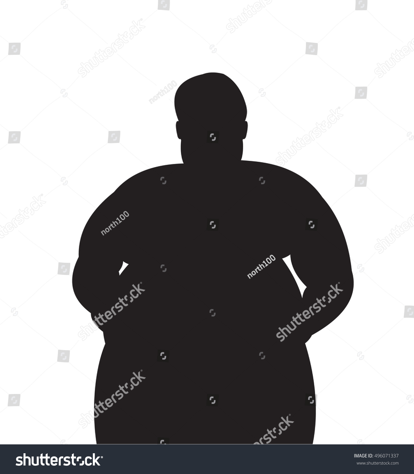 Silhouette Fat Person On White Background Stock Vector 496071337 ...
