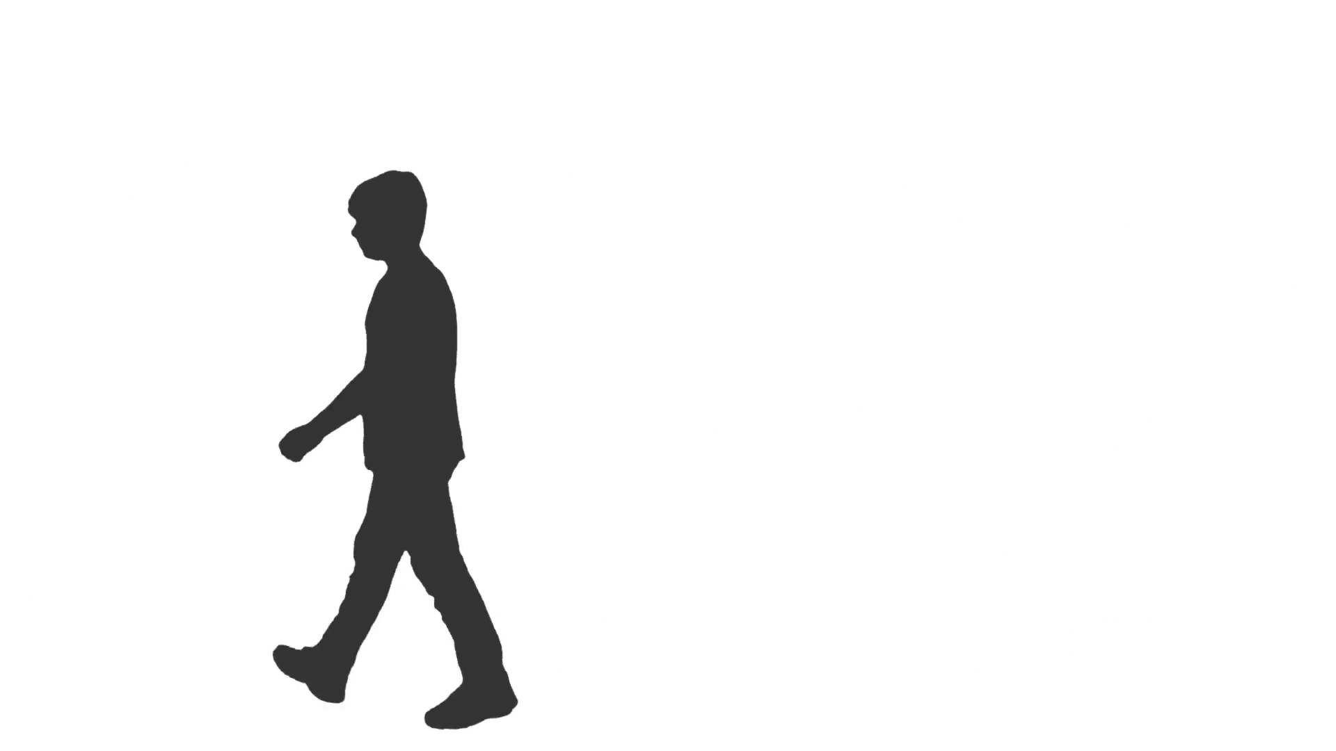 Silhouette of a teenager walking. Side view. Full HD shot with alpha ...