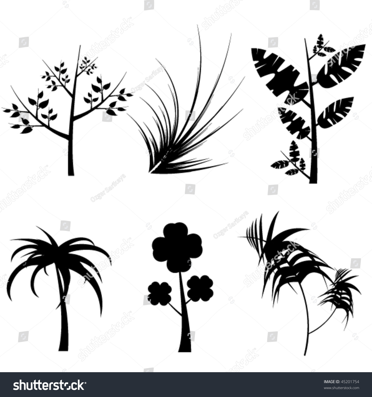 Plants Silhouette Set Stock Vector 45201754 - Shutterstock