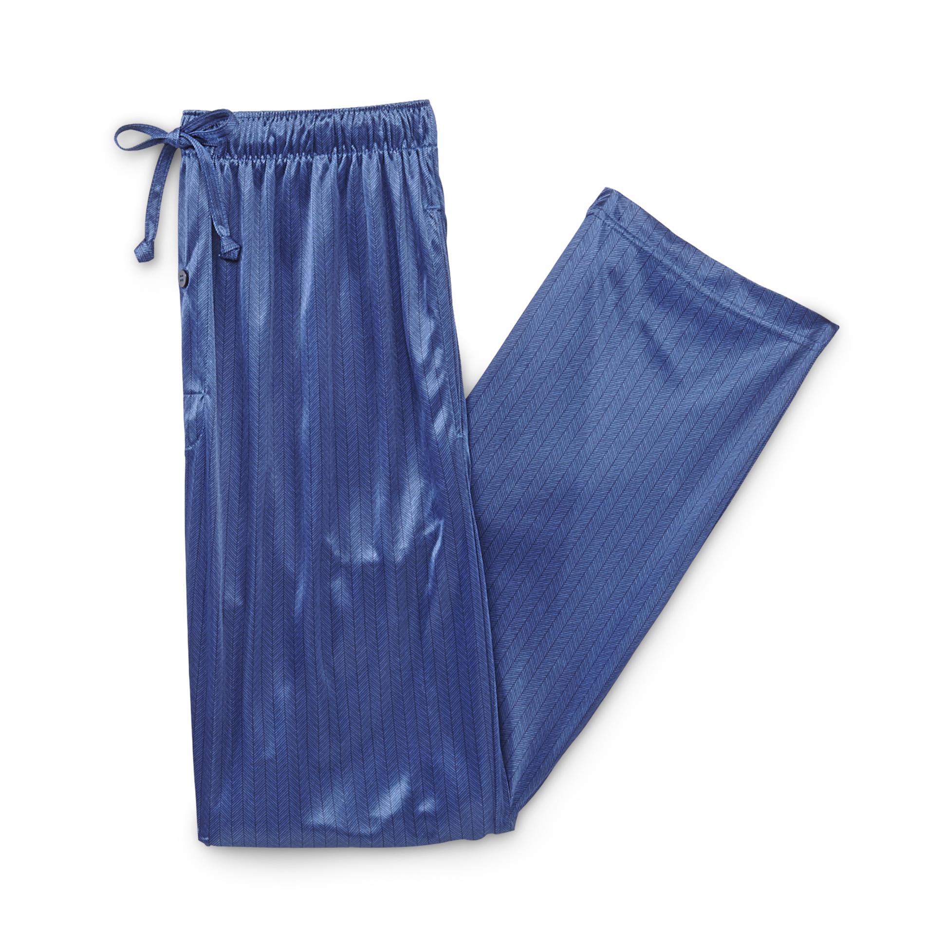 Basic Editions Men's Satin Pajama Pants - Herringbone