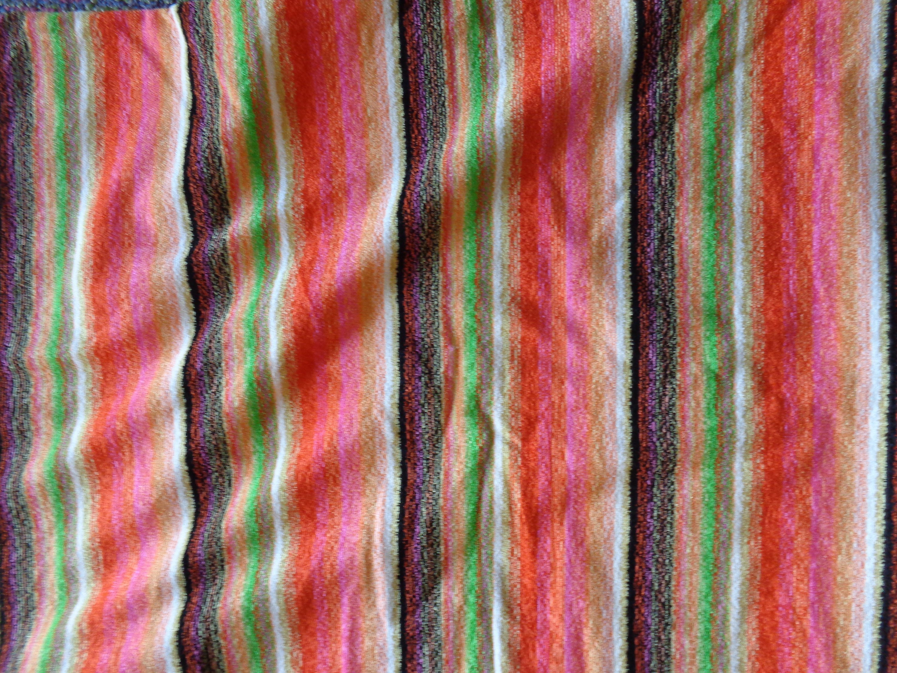 VINTAGE 1970's Striped Polyester Terry Cloth Fabric