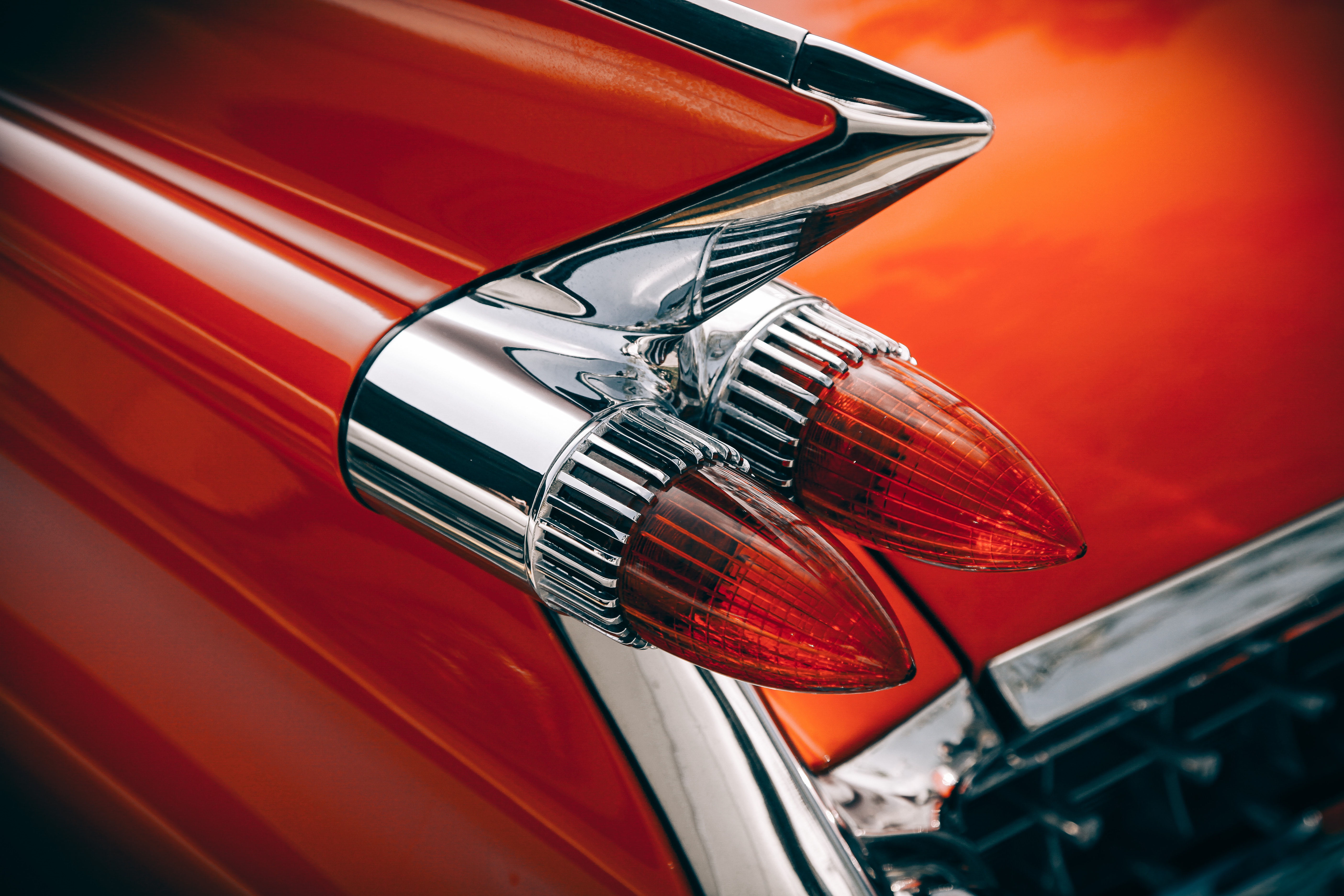Silver and red vintage tail lights photo