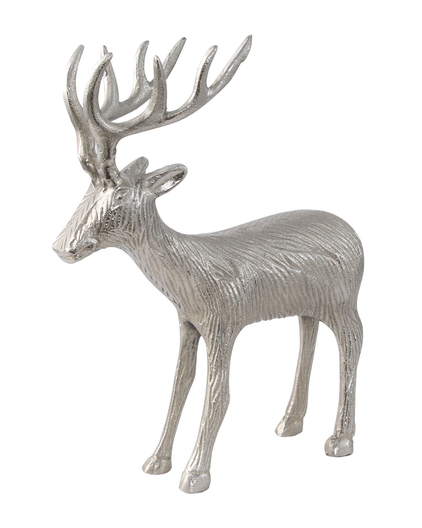 Aluminium Silver Reindeer Ornament Christmas Decoration - Homescapes