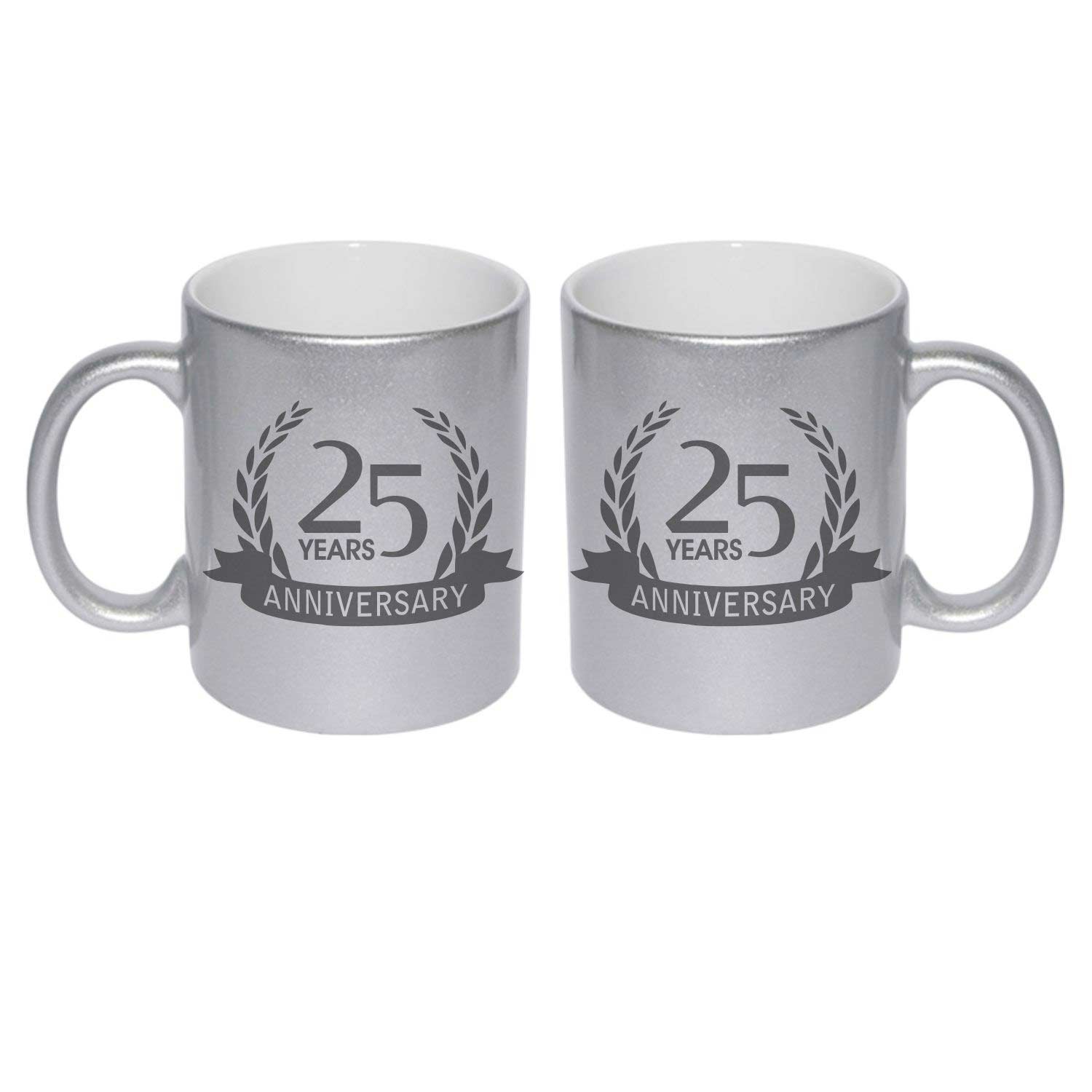 25th Happy Silver Anniversary Couple Coffee Mugs Set of 2 | Giftsmate