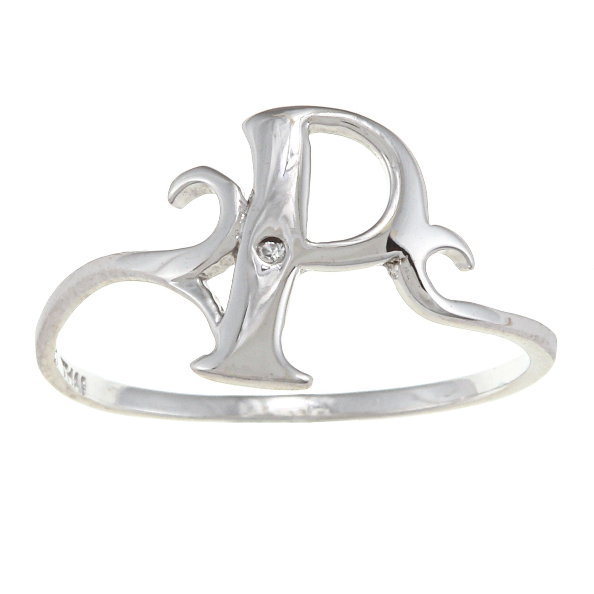 La Preciosa Sterling Silver Cubic Zirconia Initial Ring (