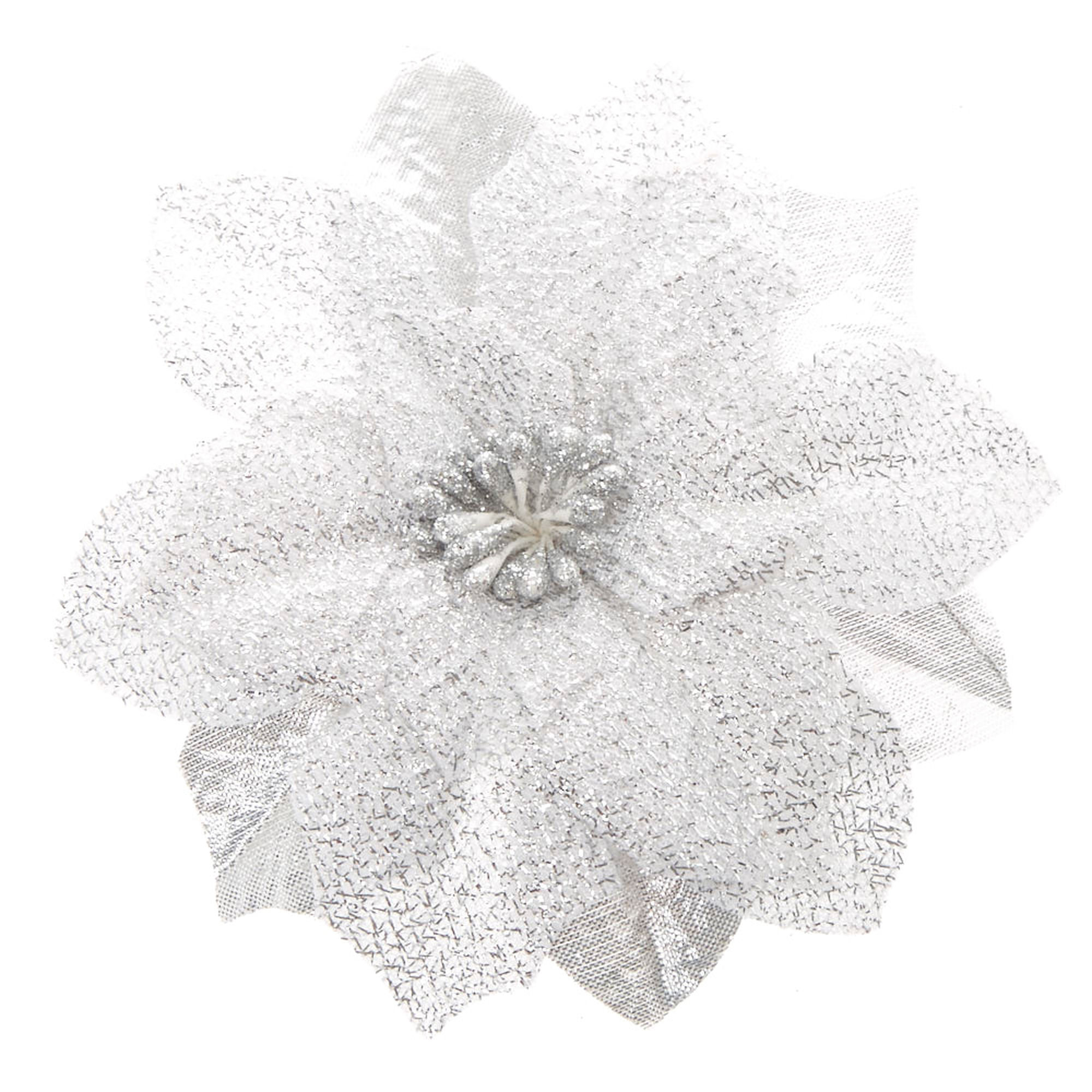 Silver Poinsettia Flower Hair Clip | Claire's US
