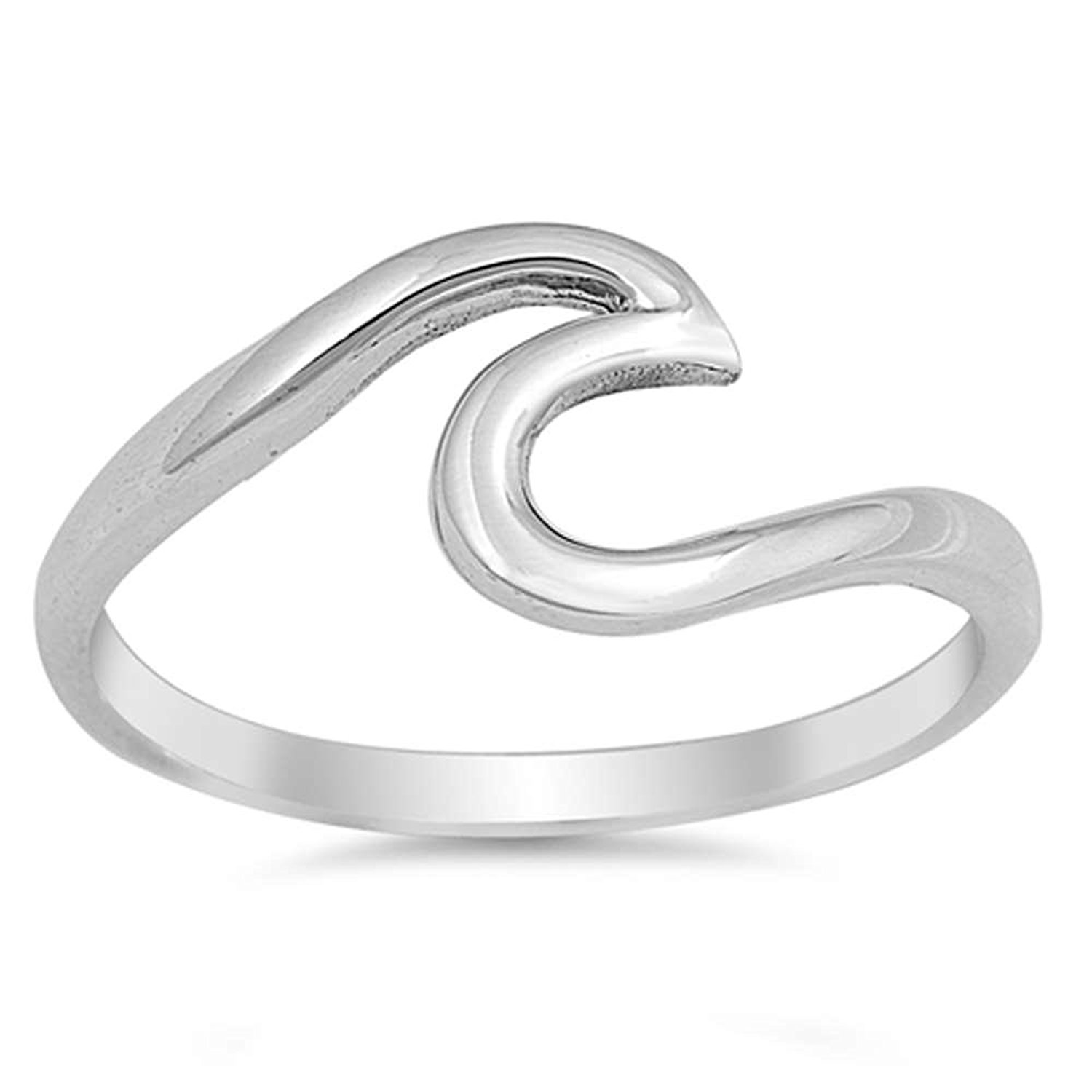 Amazon.com: Wave Design .925 Sterling Silver Ring Sizes 2-12 CHOOSE ...